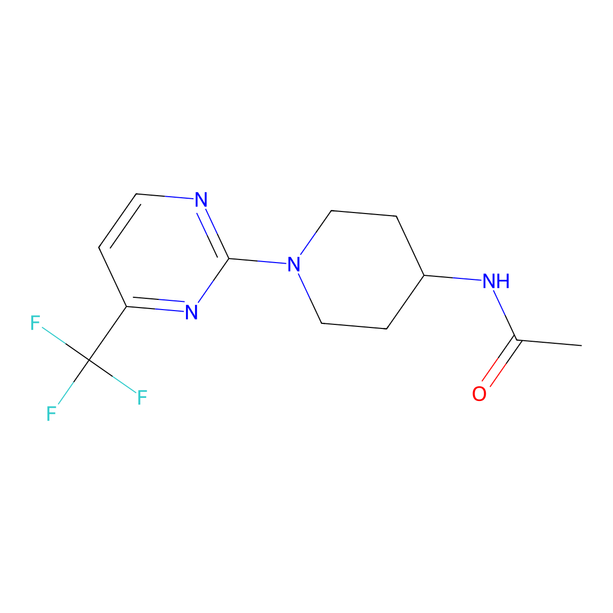 N-(1-(4-(trifluoromethyl)pyrimidin-2-yl)piperidin-4-yl)acetamide molecular structure, CAS 2034608-03-0