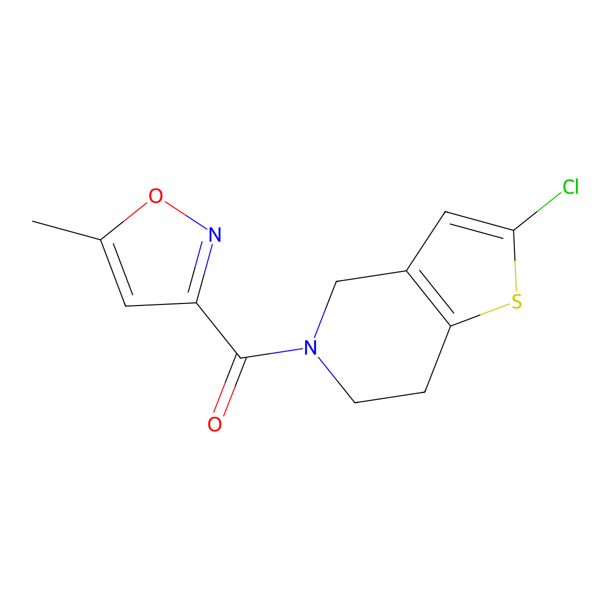 (2-chloro-6,7-dihydrothieno[3,2-c]pyridin-5(4H)-yl)(5-methylisoxazol-3-yl)methanone molecular structure, CAS 2034608-07-4