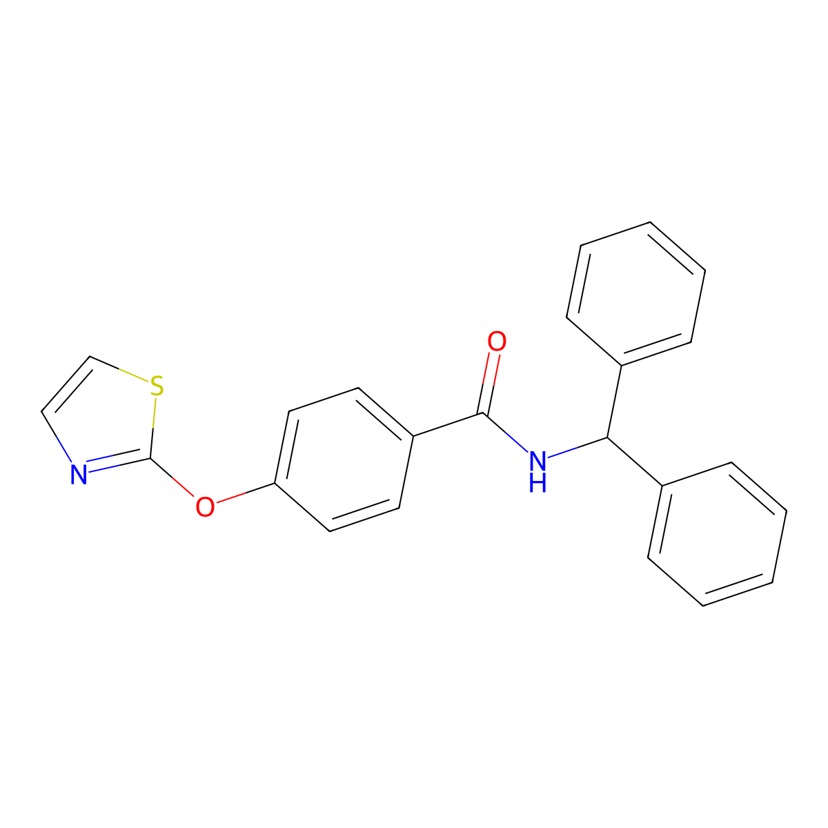 N-benzhydryl-4-(thiazol-2-yloxy)benzamide molecular structure, CAS 2034608-12-1