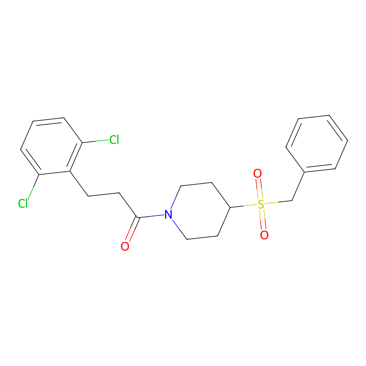 1-(4-(Benzylsulfonyl)piperidin-1-yl)-3-(2,6-dichlorophenyl)propan-1-one molecular structure, CAS 2034608-25-6