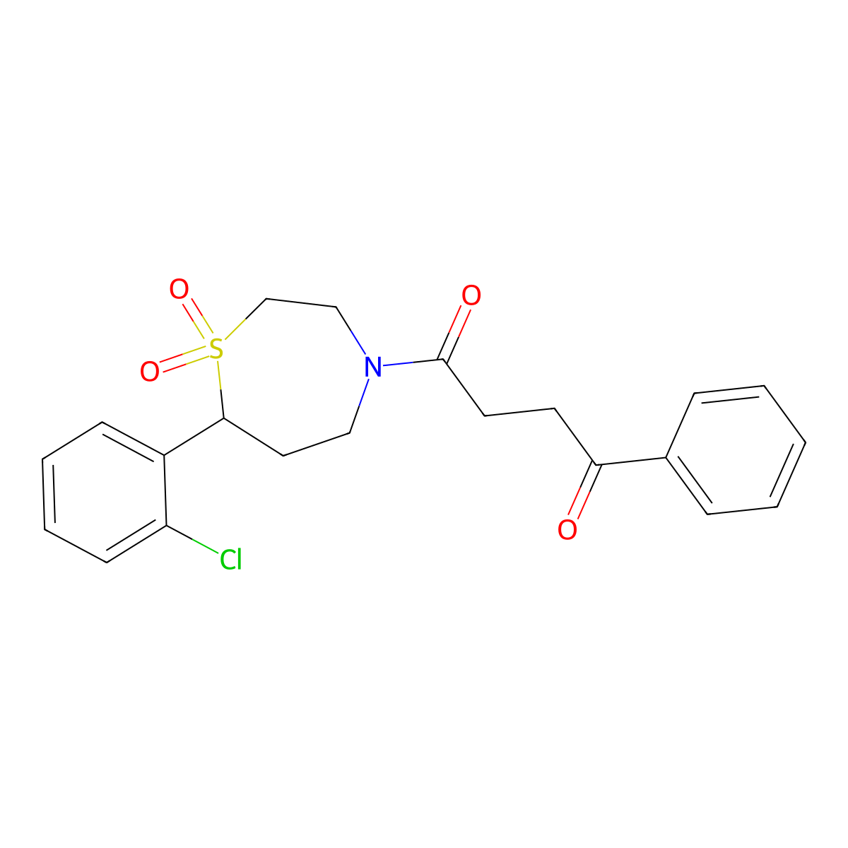 1-(7-(2-Chlorophenyl)-1,1-dioxido-1,4-thiazepan-4-yl)-4-phenylbutane-1,4-dione molecular structure, CAS 2034608-34-7