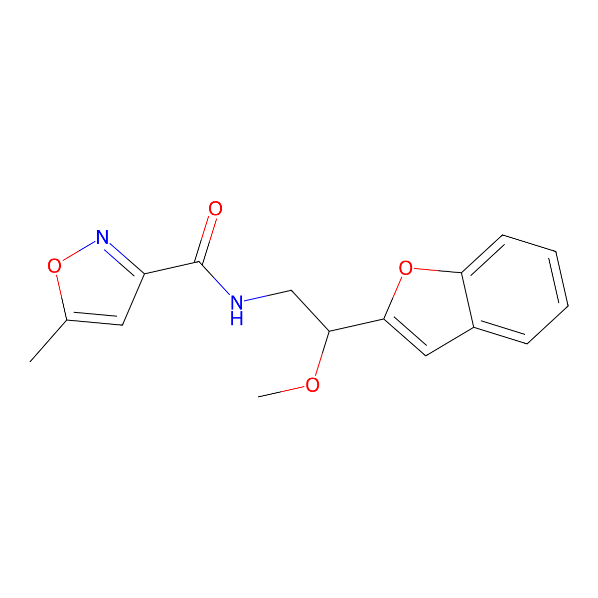 N-(2-(benzofuran-2-yl)-2-methoxyethyl)-5-methylisoxazole-3-carboxamide molecular structure, CAS 2034608-35-8