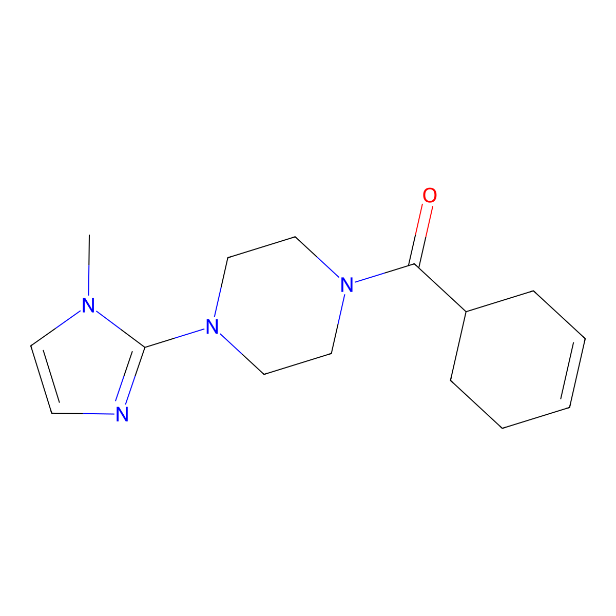 cyclohex-3-en-1-yl(4-(1-methyl-1H-imidazol-2-yl)piperazin-1-yl)methanone molecular structure, CAS 2034608-36-9