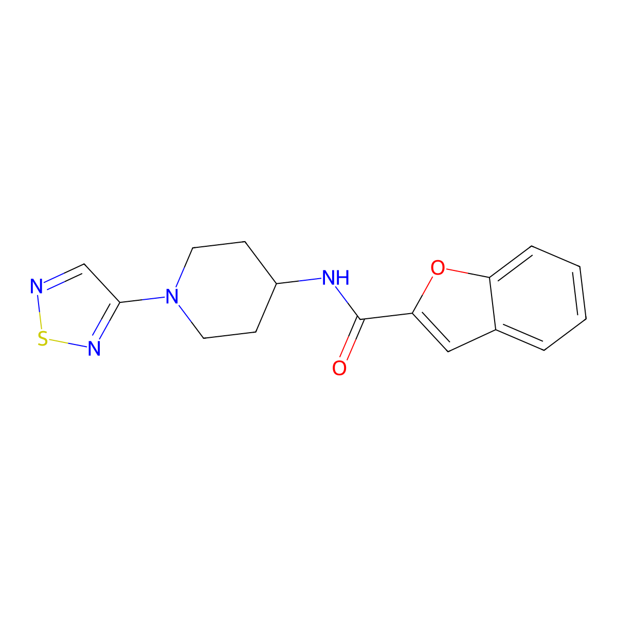 N-(1-(1,2,5-thiadiazol-3-yl)piperidin-4-yl)benzofuran-2-carboxamide molecular structure, CAS 2034608-38-1