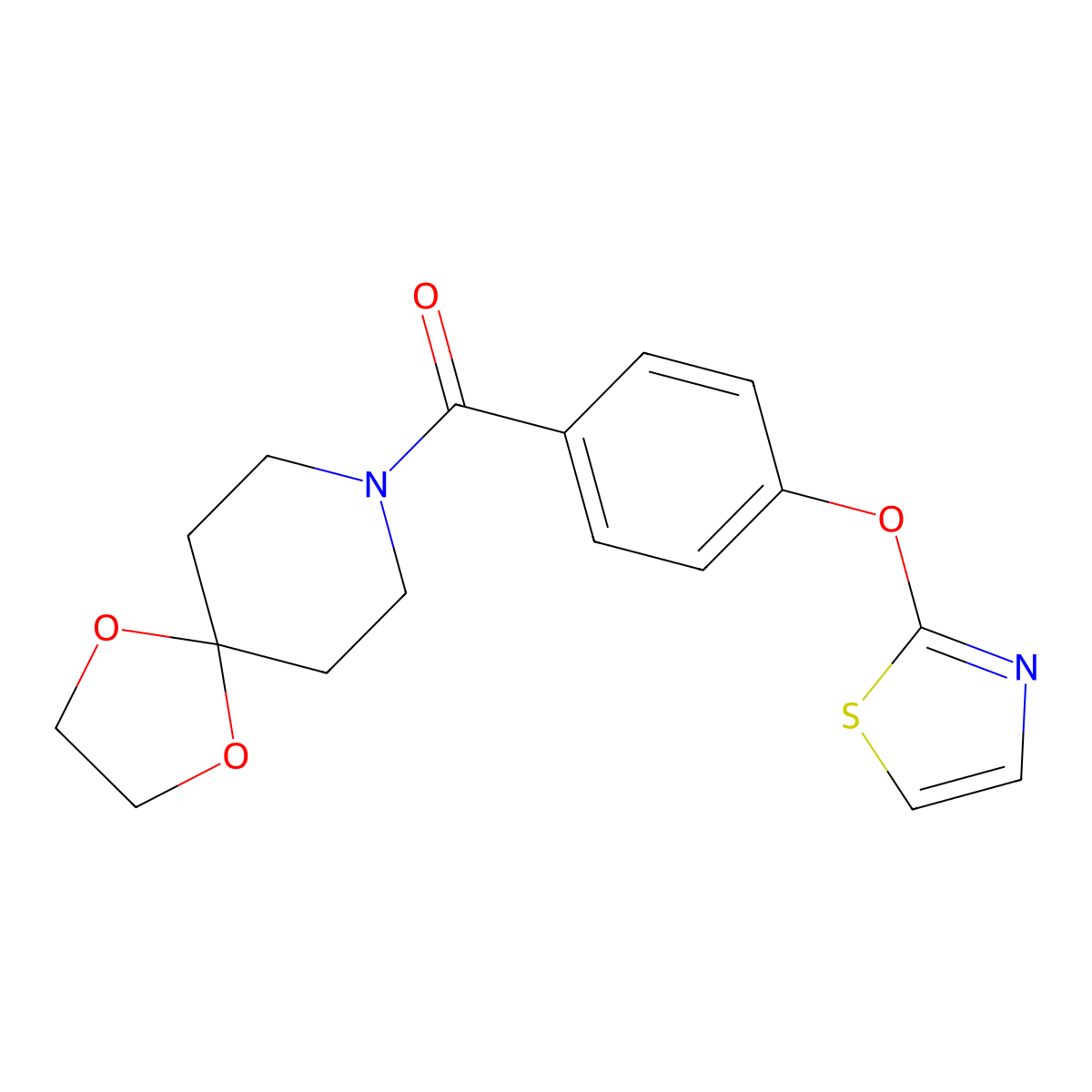1,4-Dioxa-8-azaspiro[4.5]decan-8-yl(4-(thiazol-2-yloxy)phenyl)methanone molecular structure, CAS 2034608-39-2