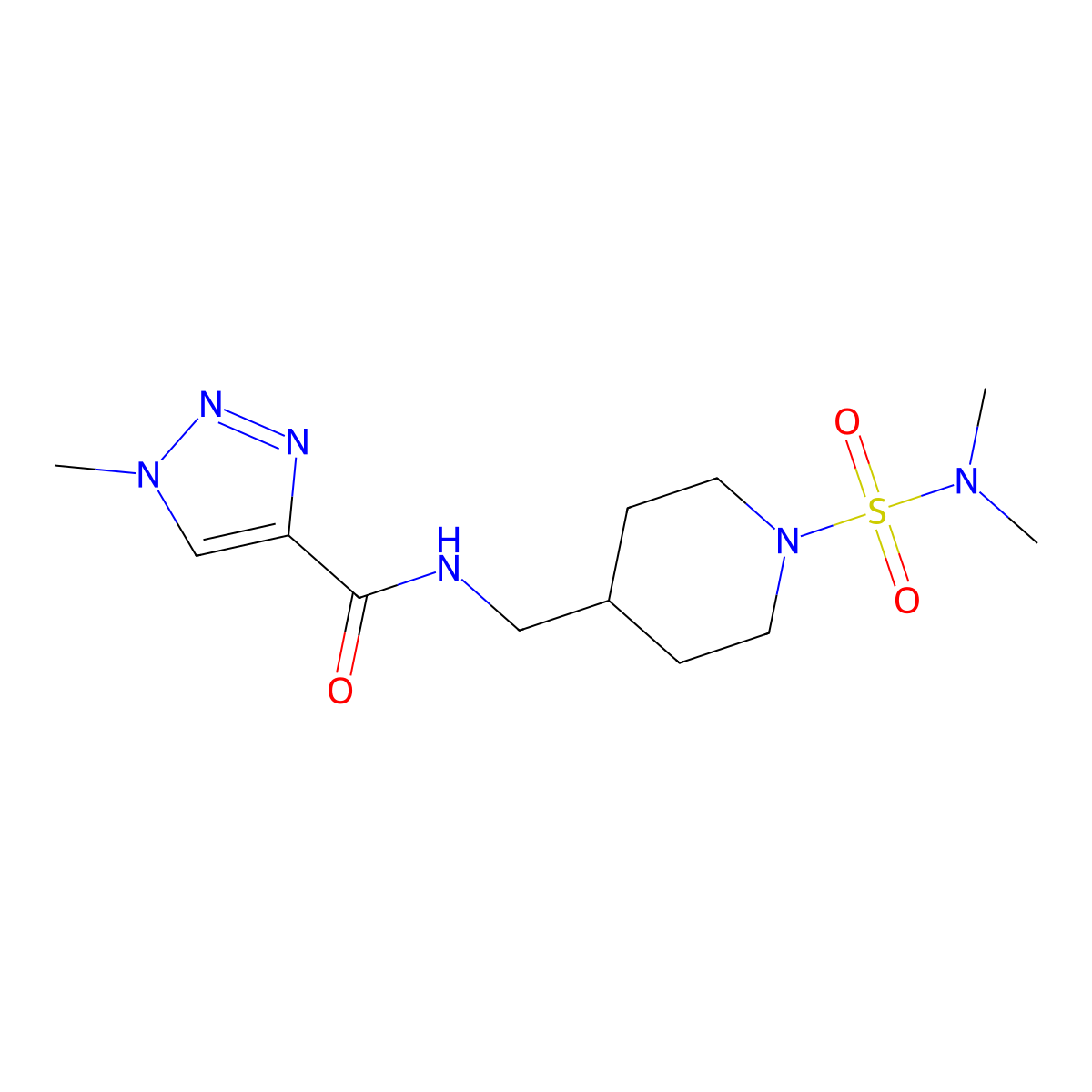 N-((1-(N,N-dimethylsulfamoyl)piperidin-4-yl)methyl)-1-methyl-1H-1,2,3-triazole-4-carboxamide molecular structure, CAS 2034608-45-0