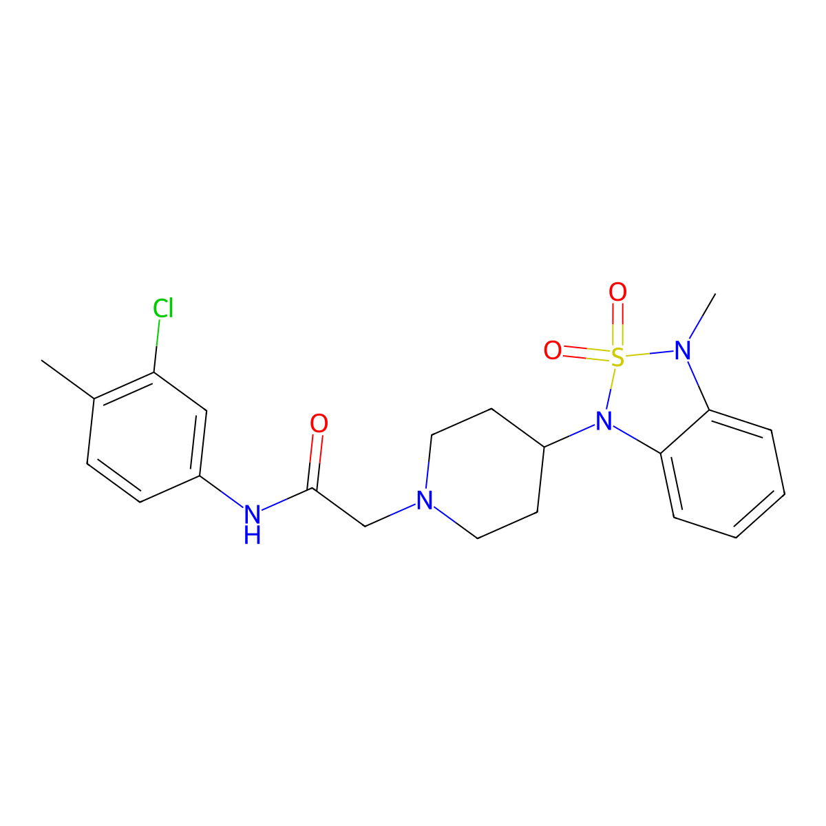 N-(3-chloro-4-methylphenyl)-2-(4-(3-methyl-2,2-dioxidobenzo[c][1,2,5]thiadiazol-1(3H)-yl)piperidin-1-yl)acetamide molecular structure, CAS 2034608-50-7