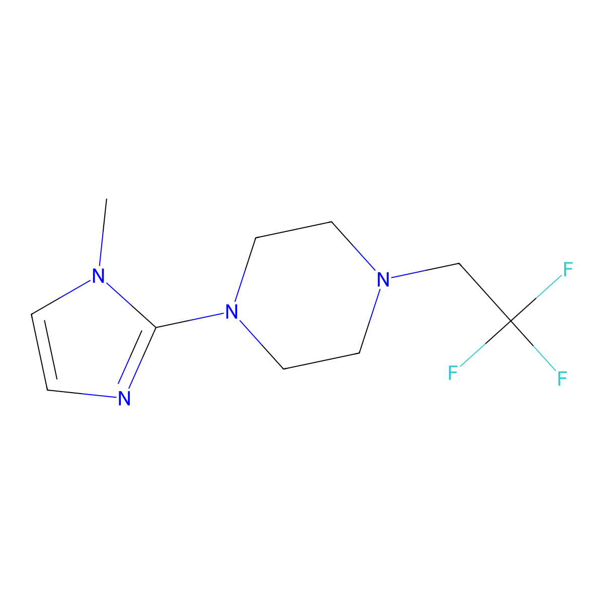1-(1-methyl-1H-imidazol-2-yl)-4-(2,2,2-trifluoroethyl)piperazine molecular structure, CAS 2034608-54-1