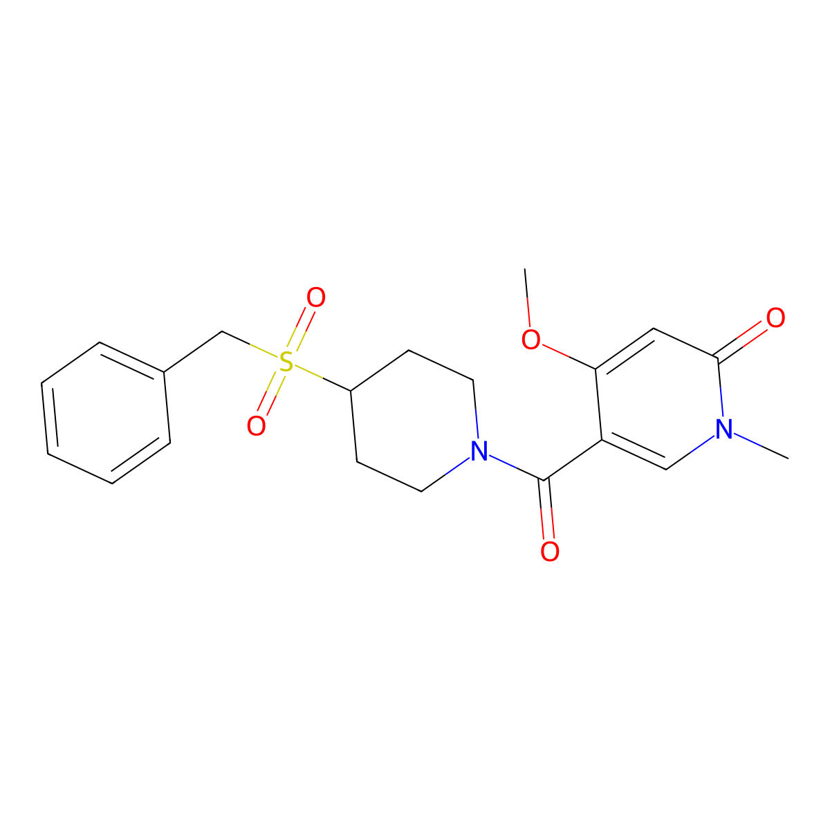 5-(4-(benzylsulfonyl)piperidine-1-carbonyl)-4-methoxy-1-methylpyridin-2(1H)-one molecular structure, CAS 2034608-55-2