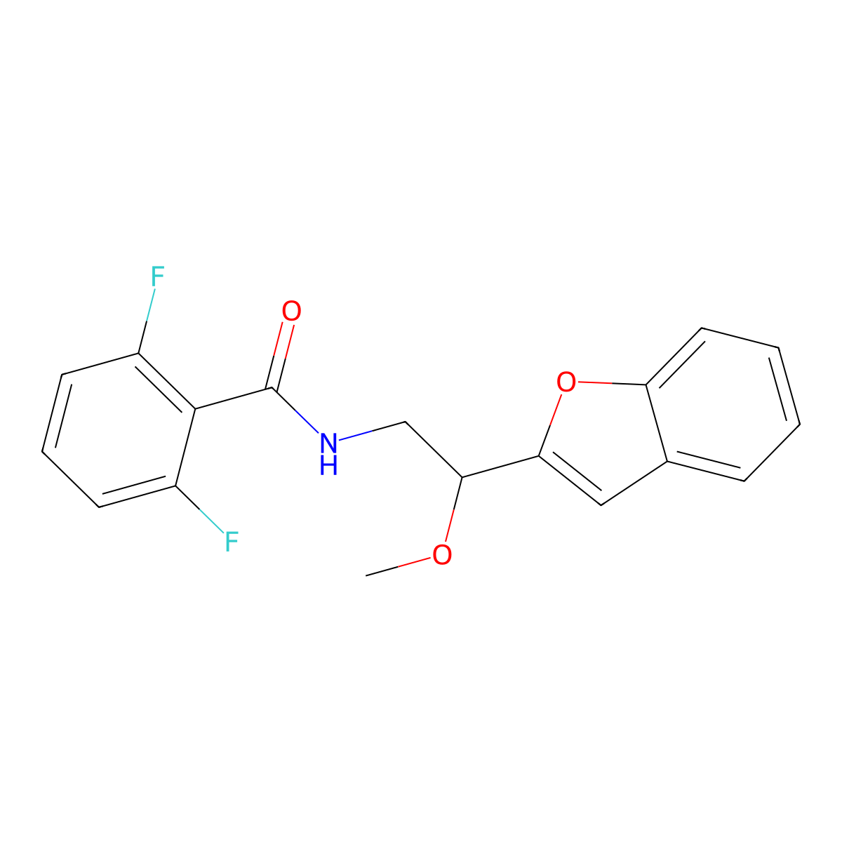 N-(2-(benzofuran-2-yl)-2-methoxyethyl)-2,6-difluorobenzamide molecular structure, CAS 2034608-57-4