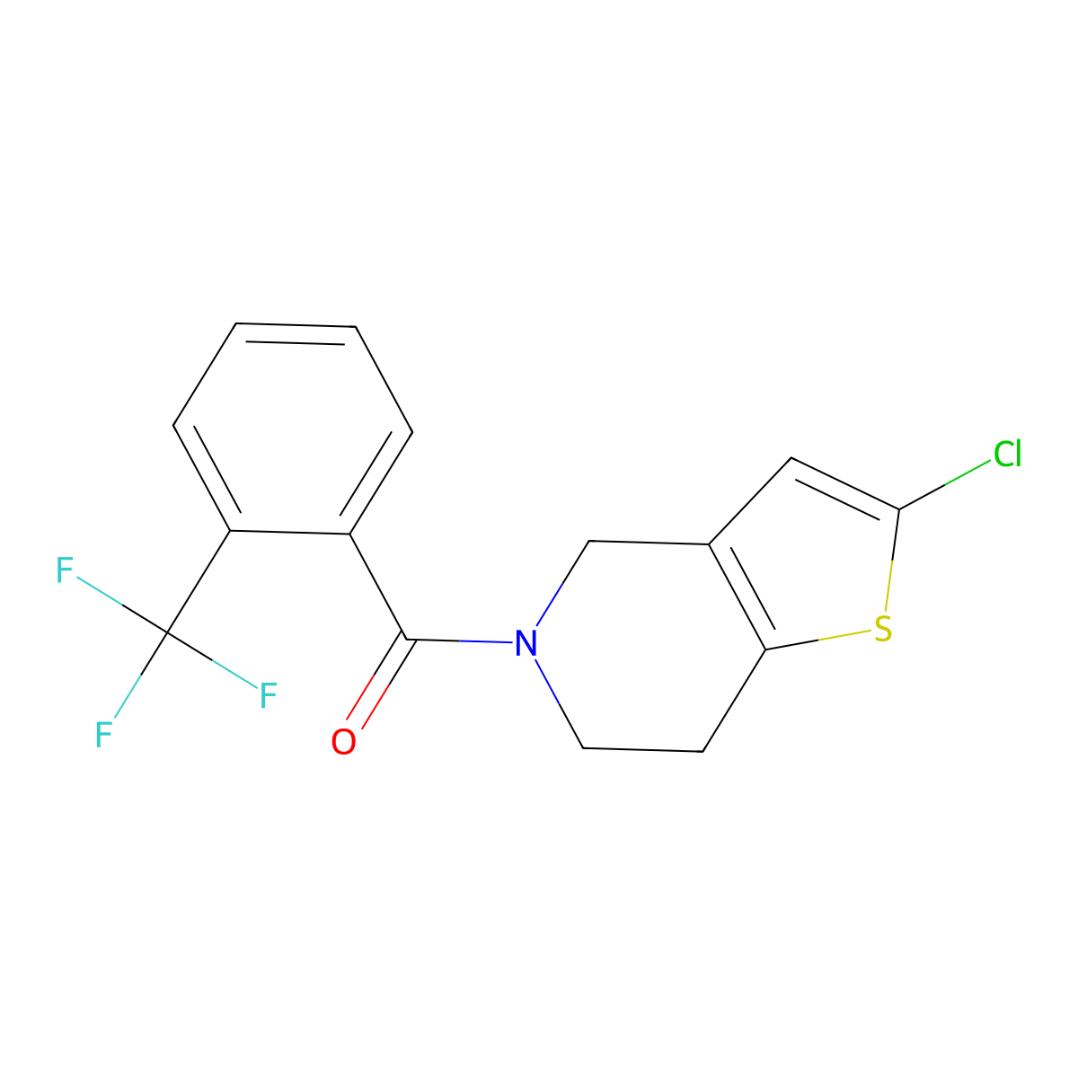 (2-chloro-6,7-dihydrothieno[3,2-c]pyridin-5(4H)-yl)(2-(trifluoromethyl)phenyl)methanone molecular structure, CAS 2034608-58-5