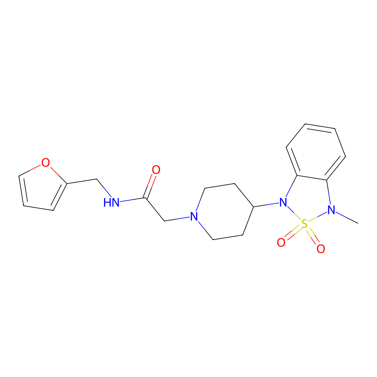 N-(furan-2-ylmethyl)-2-(4-(3-methyl-2,2-dioxidobenzo[c][1,2,5]thiadiazol-1(3H)-yl)piperidin-1-yl)acetamide molecular structure, CAS 2034608-59-6
