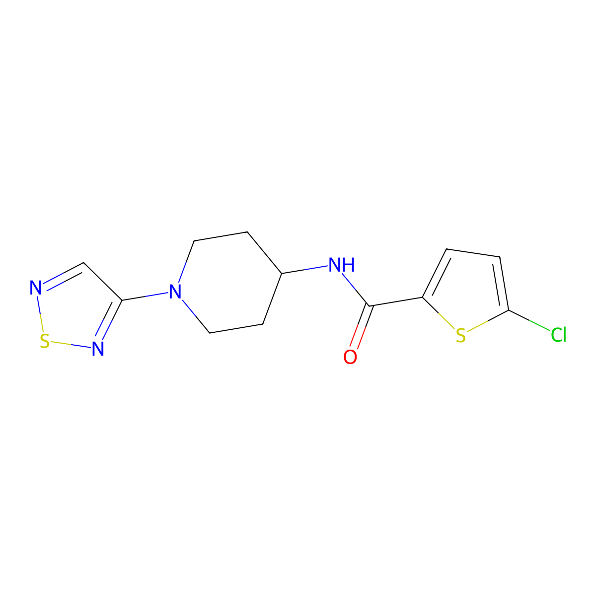 5-chloro-N-[1-(1,2,5-thiadiazol-3-yl)piperidin-4-yl]thiophene-2-carboxamide molecular structure, CAS 2034608-61-0