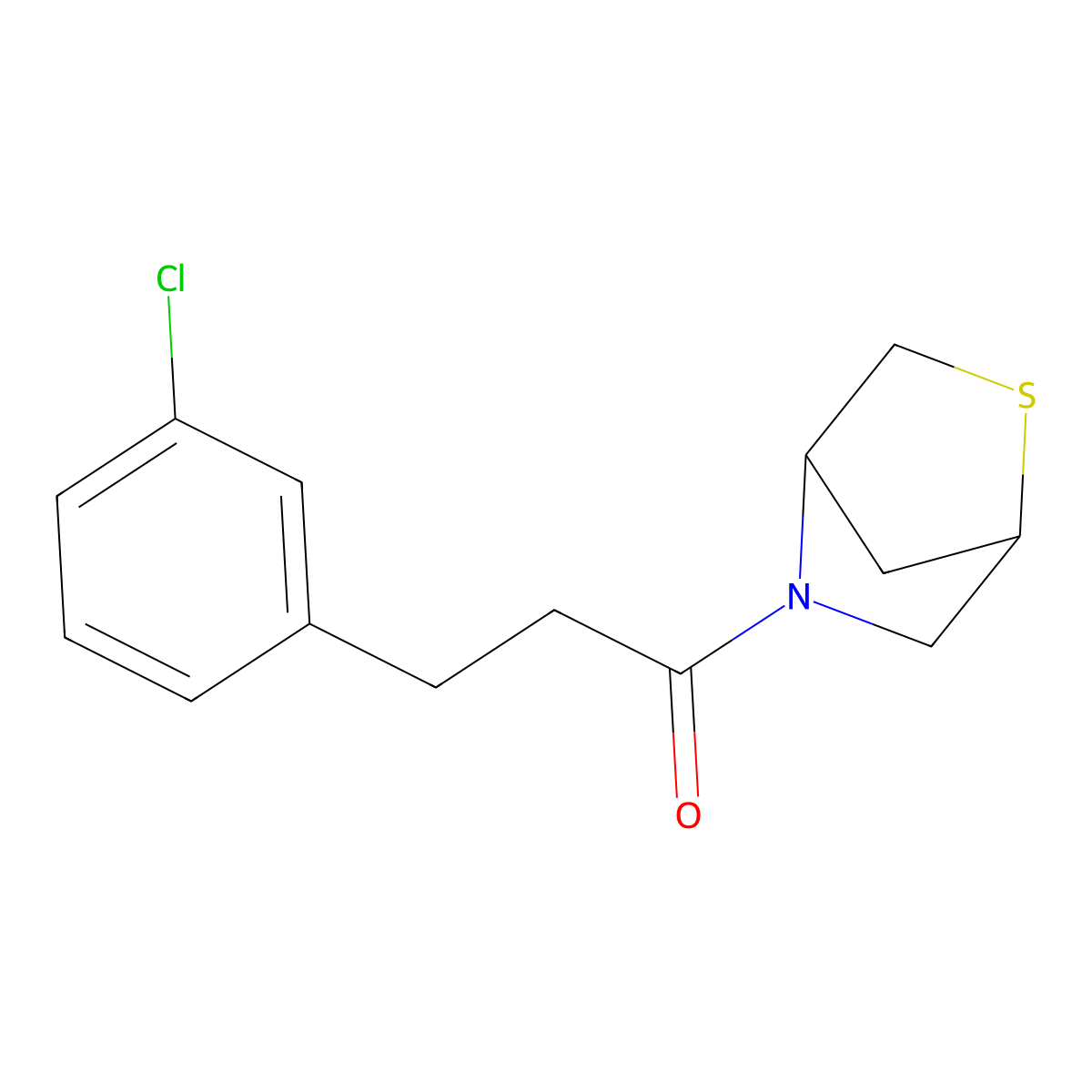 1-(2-Thia-5-azabicyclo[2.2.1]heptan-5-yl)-3-(3-chlorophenyl)propan-1-one molecular structure, CAS 2034608-63-2
