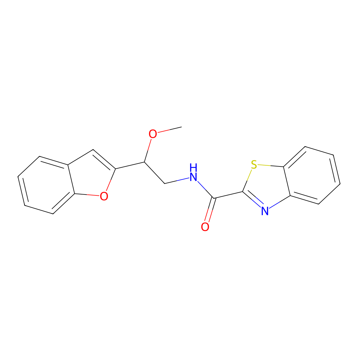 N-(2-(benzofuran-2-yl)-2-methoxyethyl)benzo[d]thiazole-2-carboxamide molecular structure, CAS 2034608-67-6