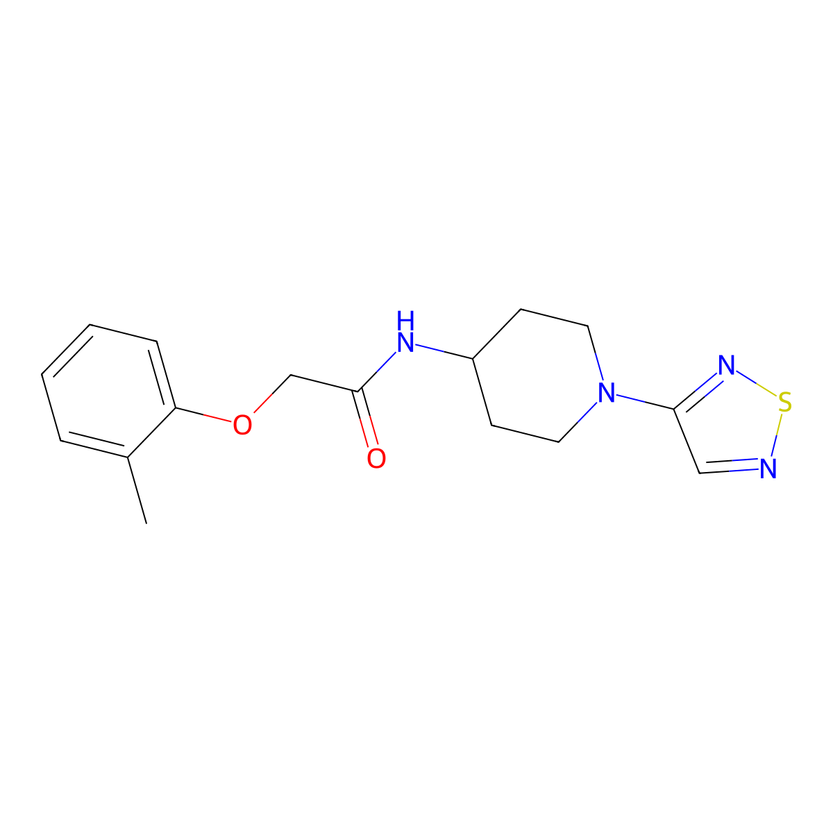 N-(1-(1,2,5-thiadiazol-3-yl)piperidin-4-yl)-2-(o-tolyloxy)acetamide molecular structure, CAS 2034608-70-1