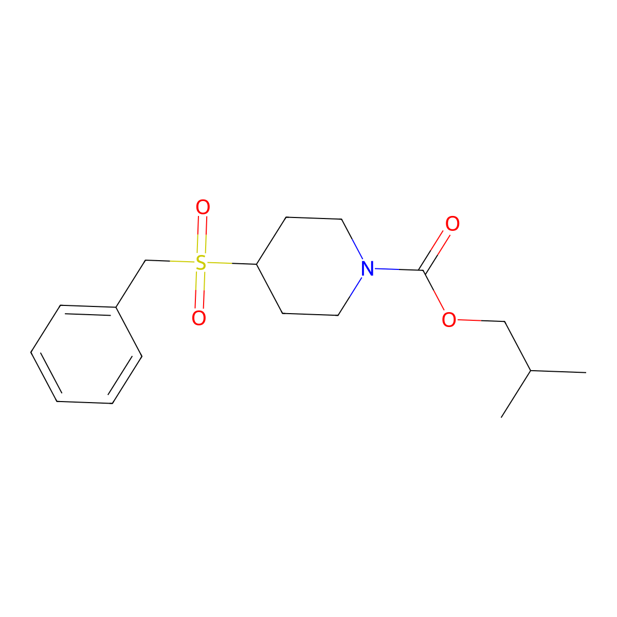 Isobutyl 4-(benzylsulfonyl)piperidine-1-carboxylate molecular structure, CAS 2034608-72-3