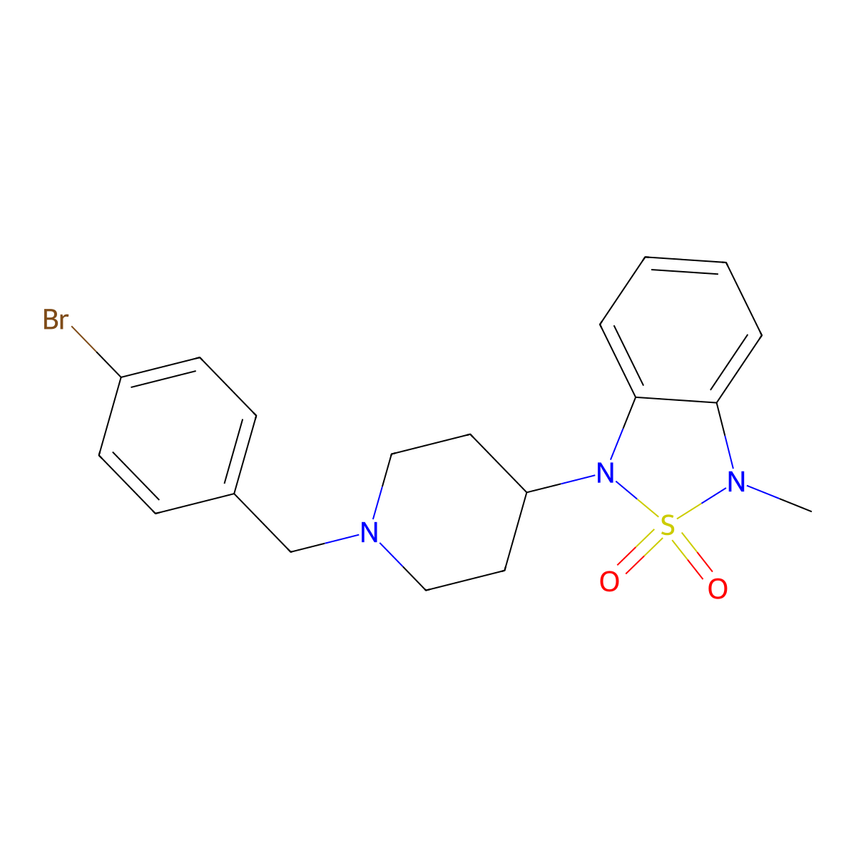 1-(1-(4-Bromobenzyl)piperidin-4-yl)-3-methyl-1,3-dihydrobenzo[c][1,2,5]thiadiazole 2,2-dioxide molecular structure, CAS 2034608-79-0
