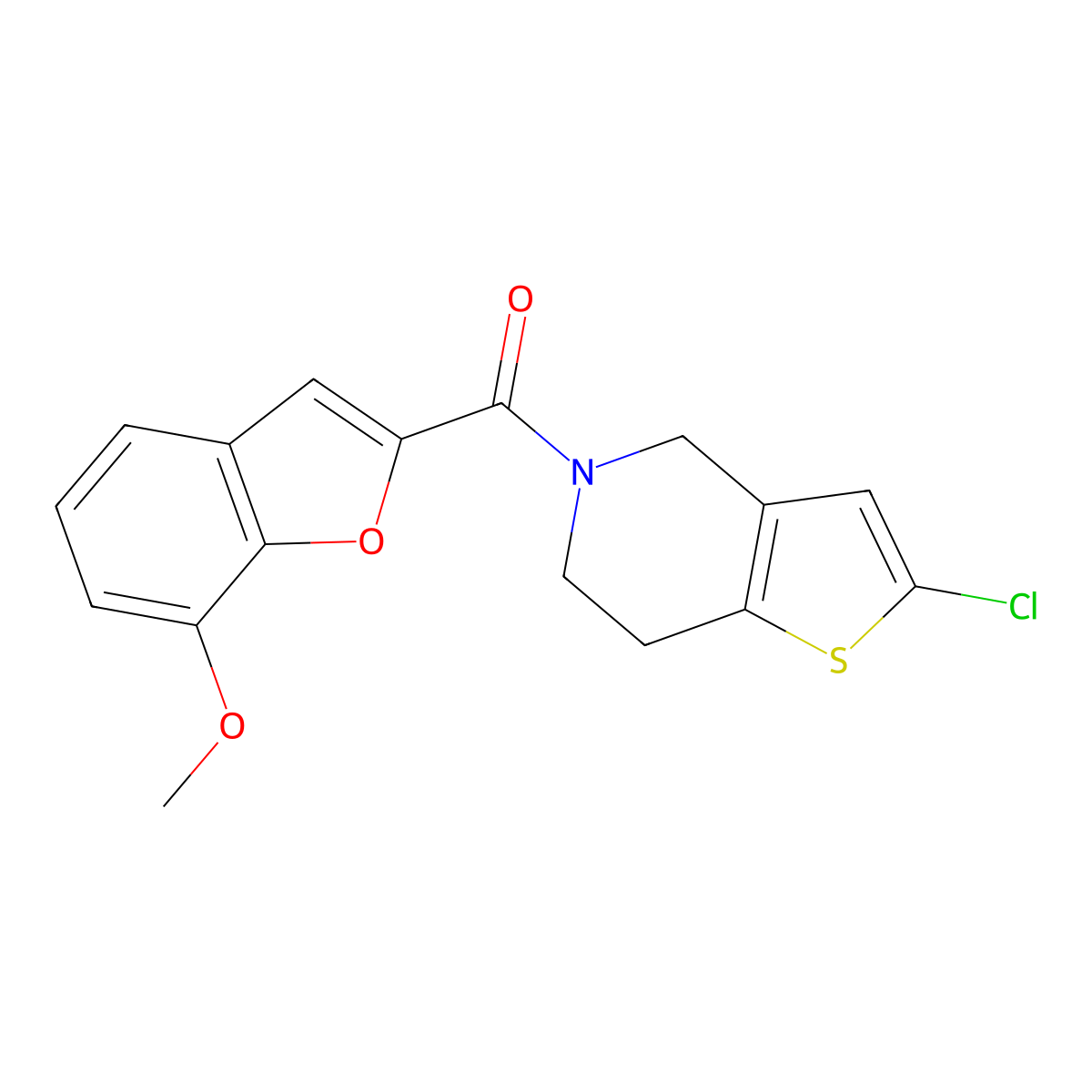 (2-chloro-6,7-dihydrothieno[3,2-c]pyridin-5(4H)-yl)(7-methoxybenzofuran-2-yl)methanone molecular structure, CAS 2034608-83-6