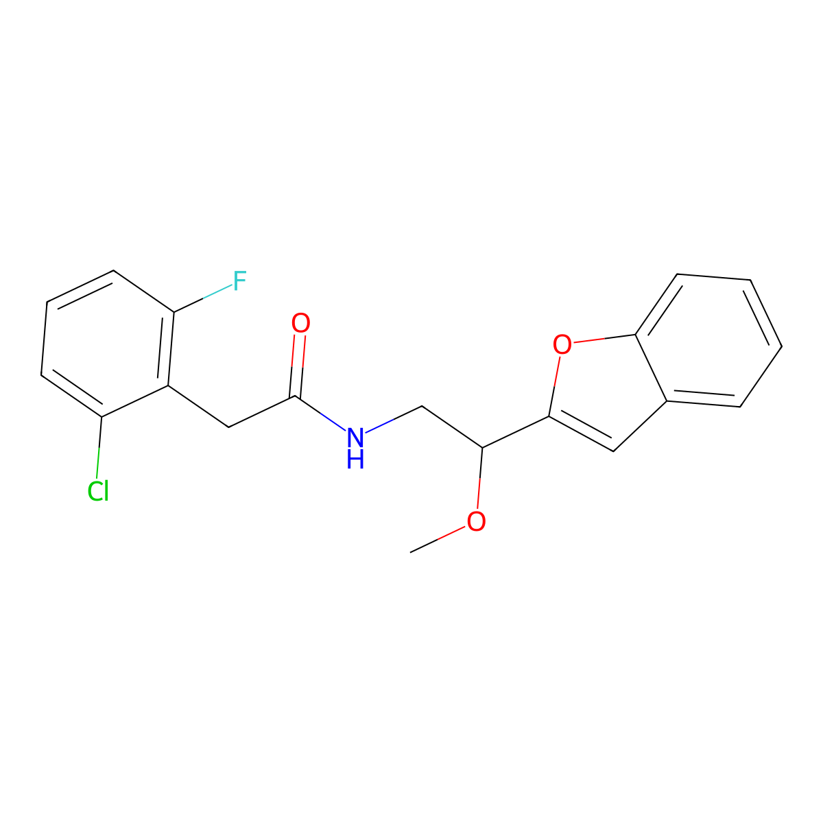 N-(2-(benzofuran-2-yl)-2-methoxyethyl)-2-(2-chloro-6-fluorophenyl)acetamide molecular structure, CAS 2034608-90-5