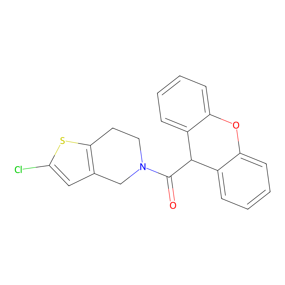 (2-chloro-6,7-dihydrothieno[3,2-c]pyridin-5(4H)-yl)(9H-xanthen-9-yl)methanone molecular structure, CAS 2034608-93-8