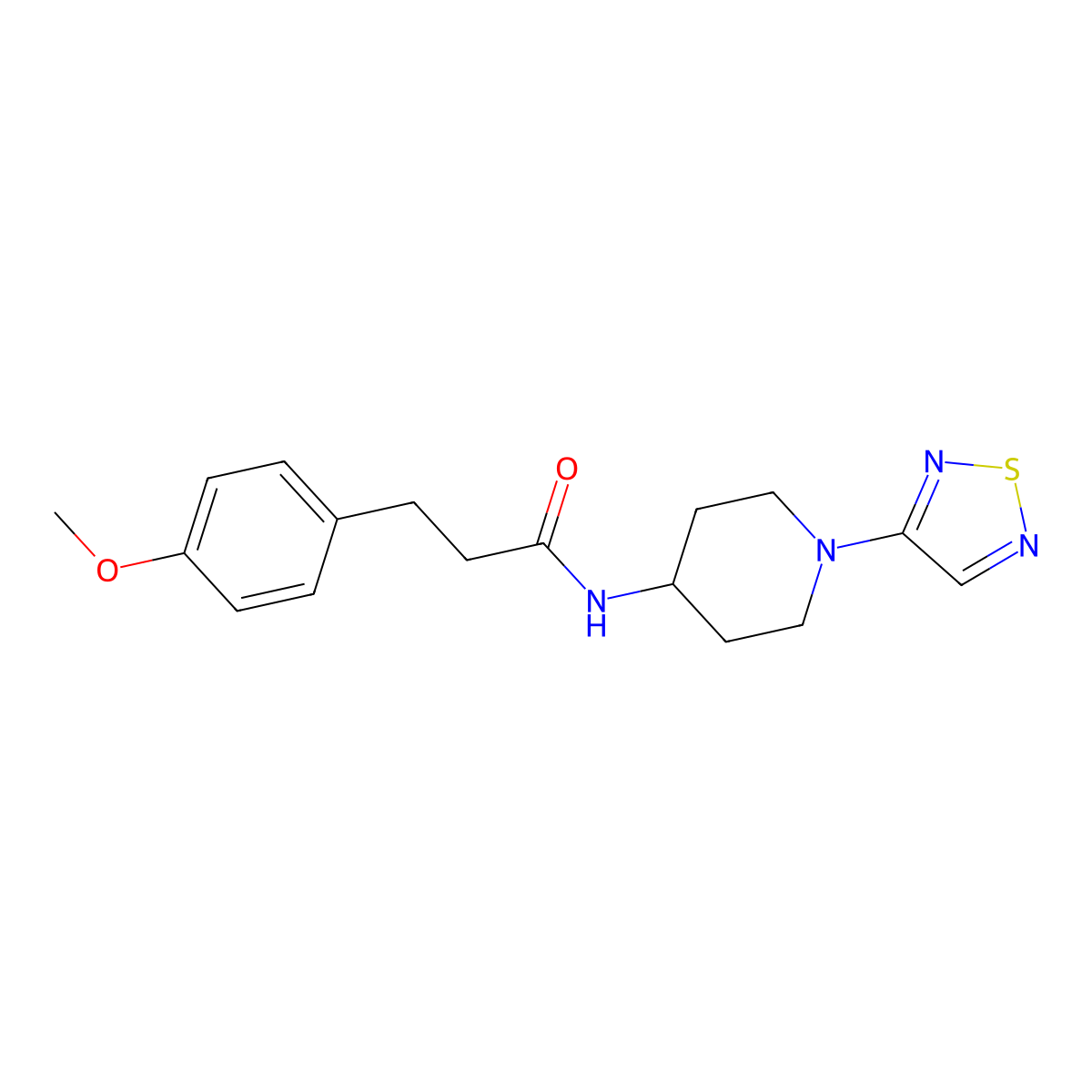 3-(4-methoxyphenyl)-N-[1-(1,2,5-thiadiazol-3-yl)piperidin-4-yl]propanamide molecular structure, CAS 2034608-94-9