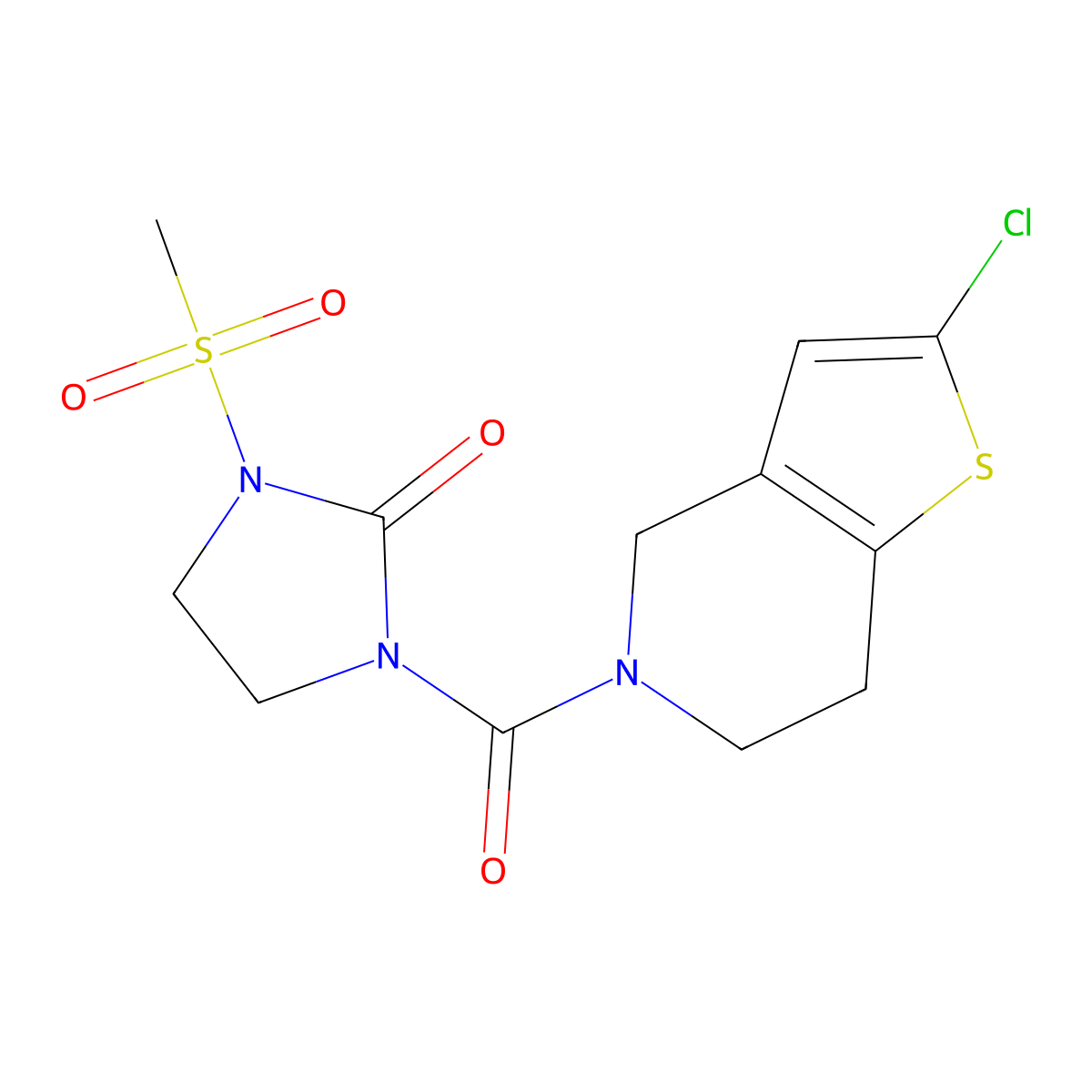 1-(2-Chloro-4,5,6,7-tetrahydrothieno[3,2-c]pyridine-5-carbonyl)-3-(methylsulfonyl)imidazolidin-2-one molecular structure, CAS 2034609-01-1