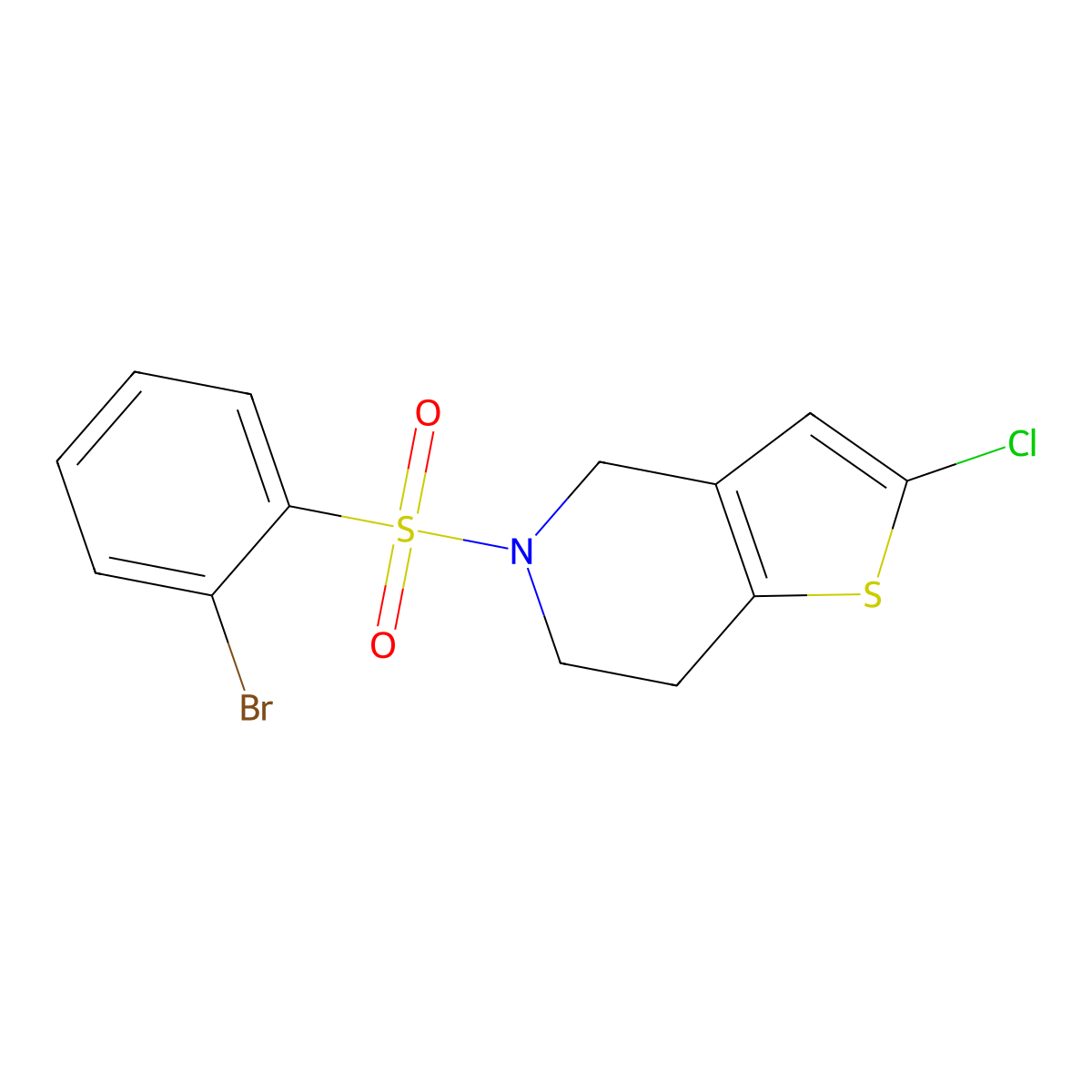 5-((2-Bromophenyl)sulfonyl)-2-chloro-4,5,6,7-tetrahydrothieno[3,2-c]pyridine molecular structure, CAS 2034609-09-9