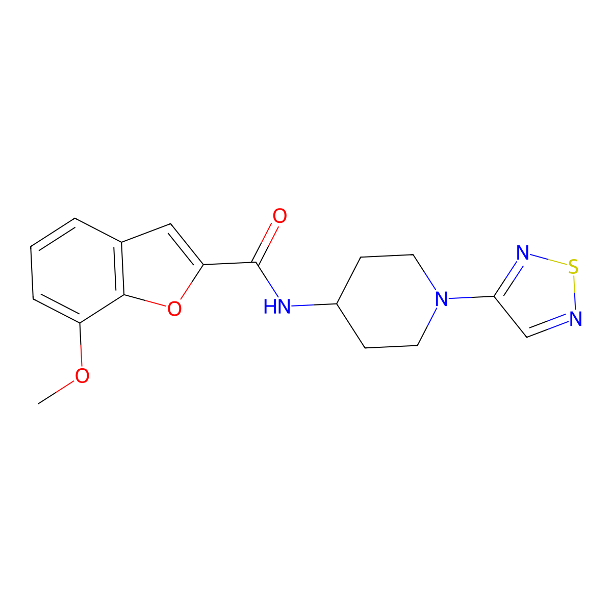 N-(1-(1,2,5-thiadiazol-3-yl)piperidin-4-yl)-7-methoxybenzofuran-2-carboxamide molecular structure, CAS 2034609-10-2