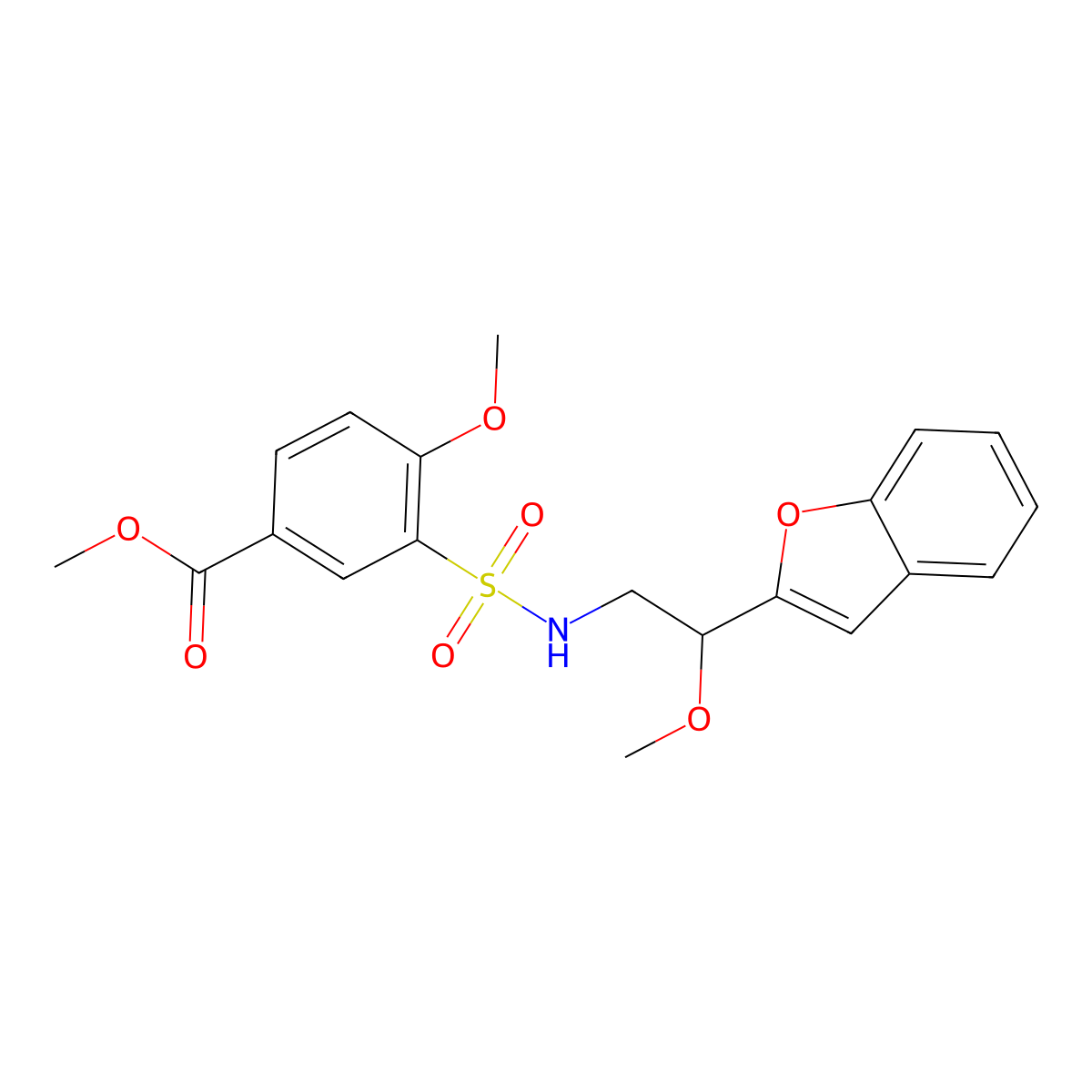 methyl 3-(N-(2-(benzofuran-2-yl)-2-methoxyethyl)sulfamoyl)-4-methoxybenzoate molecular structure, CAS 2034609-15-7