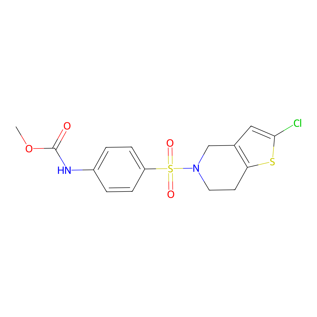 methyl (4-((2-chloro-6,7-dihydrothieno[3,2-c]pyridin-5(4H)-yl)sulfonyl)phenyl)carbamate molecular structure, CAS 2034609-16-8