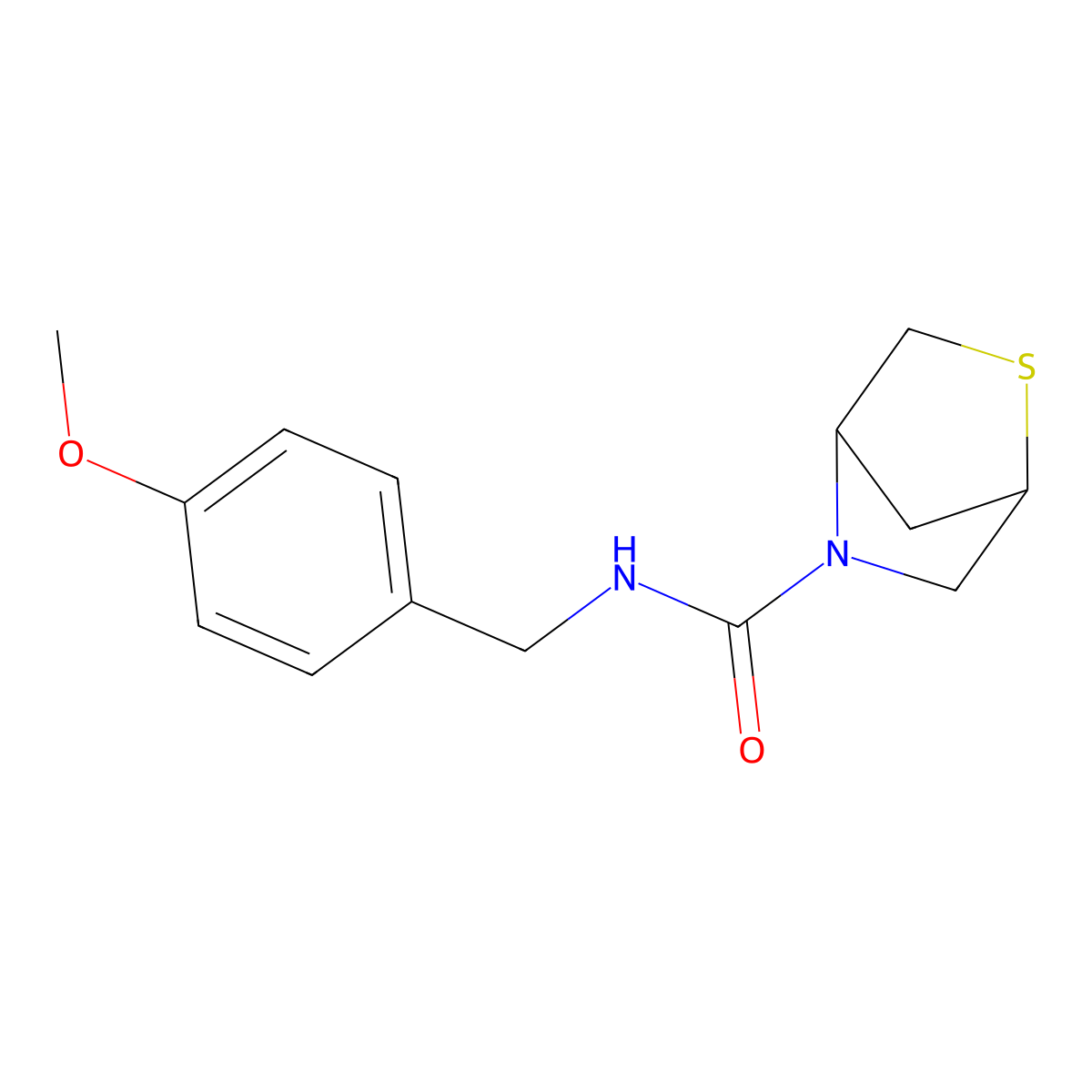 N-(4-methoxybenzyl)-2-thia-5-azabicyclo[2.2.1]heptane-5-carboxamide molecular structure, CAS 2034609-17-9