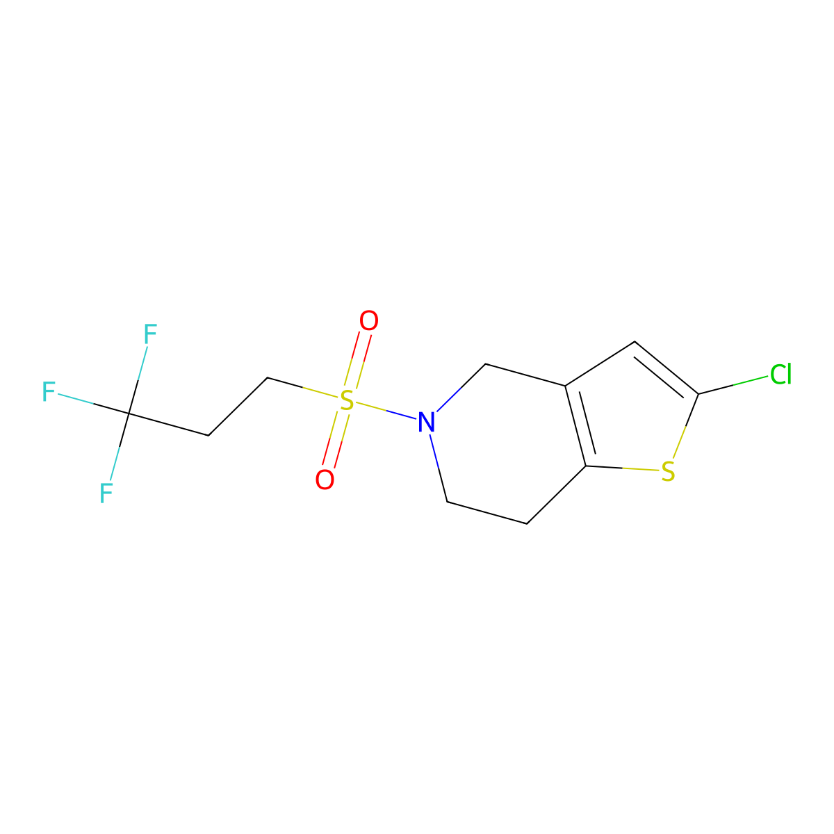 2-Chloro-5-((3,3,3-trifluoropropyl)sulfonyl)-4,5,6,7-tetrahydrothieno[3,2-c]pyridine molecular structure, CAS 2034609-24-8