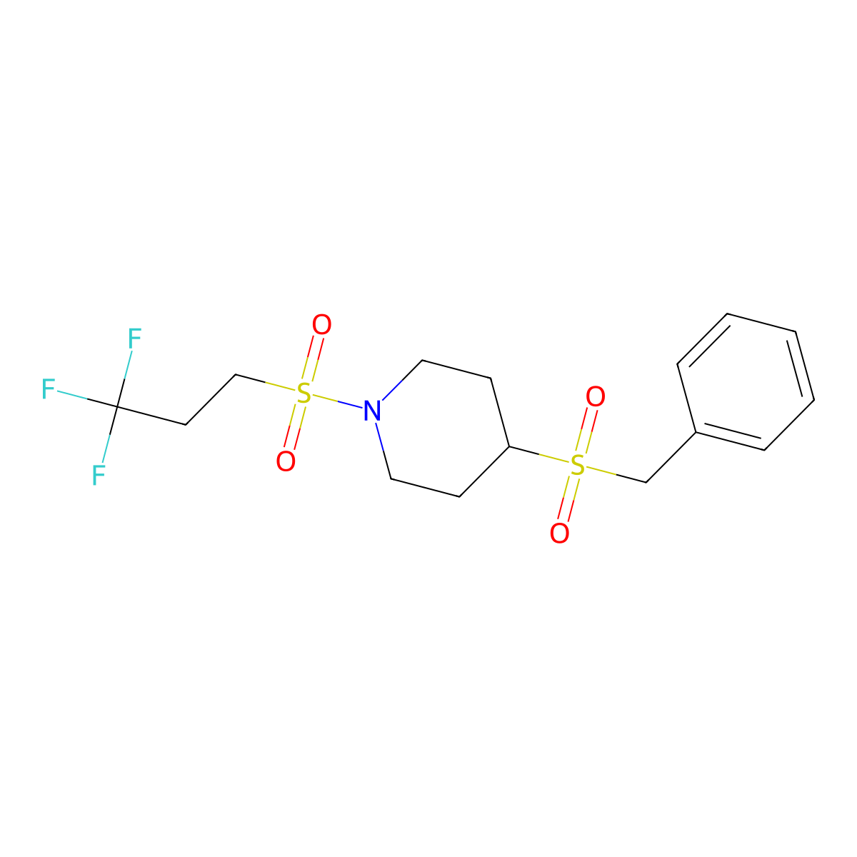 4-(Benzylsulfonyl)-1-((3,3,3-trifluoropropyl)sulfonyl)piperidine molecular structure, CAS 2034609-26-0