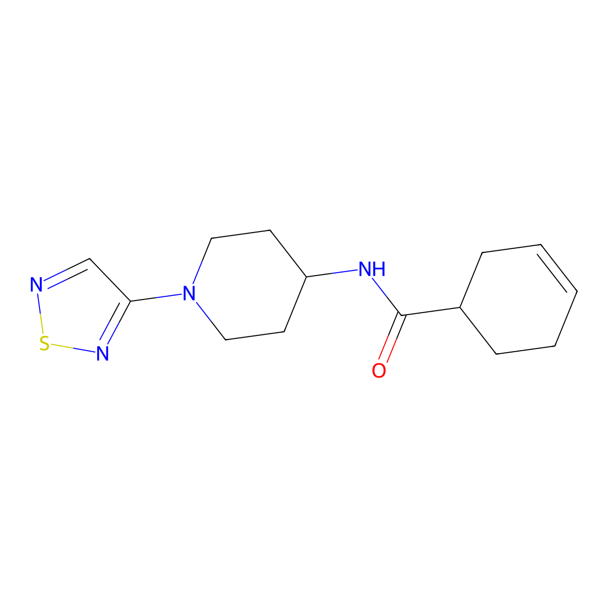 N-(1-(1,2,5-thiadiazol-3-yl)piperidin-4-yl)cyclohex-3-enecarboxamide molecular structure, CAS 2034609-32-8