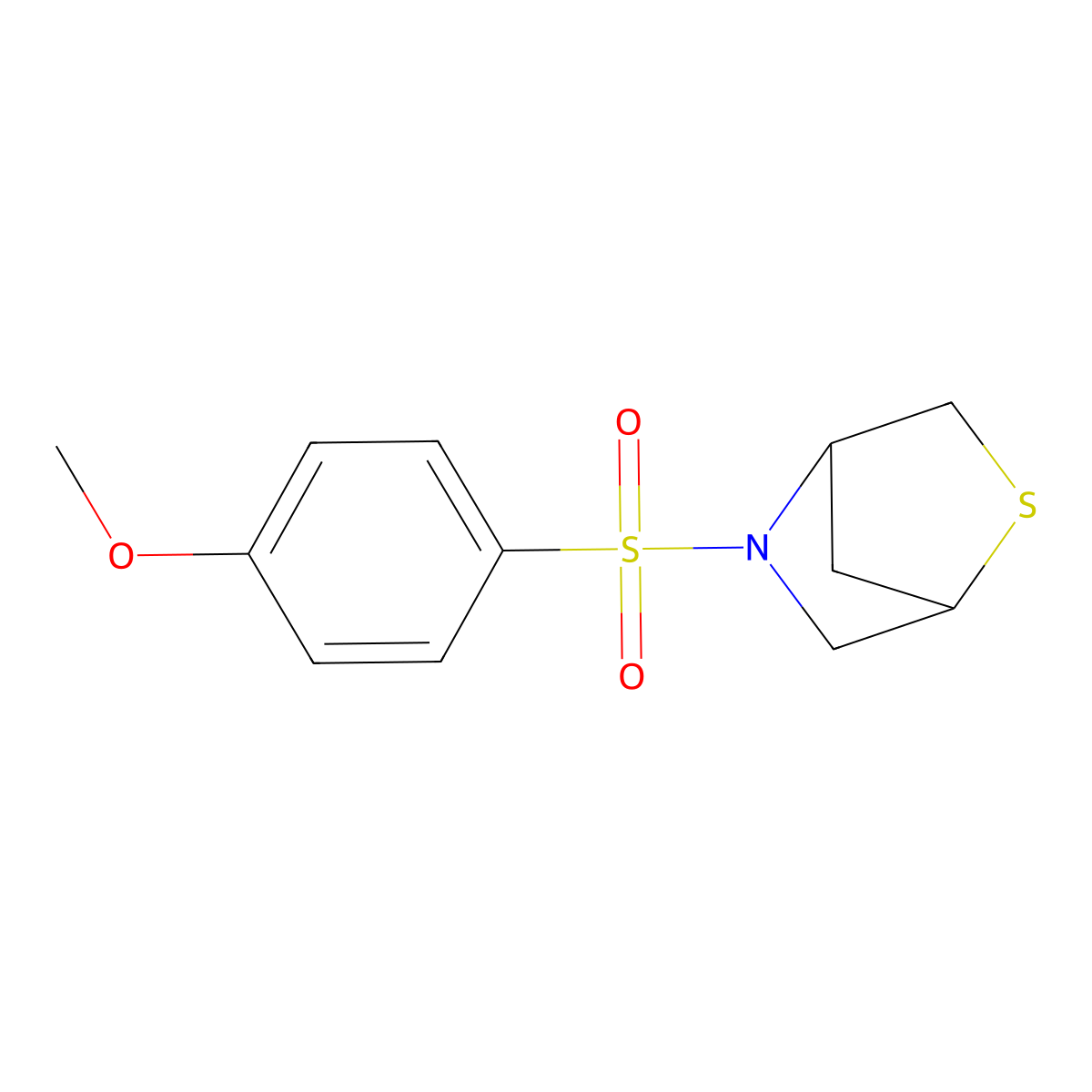 5-((4-Methoxyphenyl)sulfonyl)-2-thia-5-azabicyclo[2.2.1]heptane molecular structure, CAS 2034609-33-9