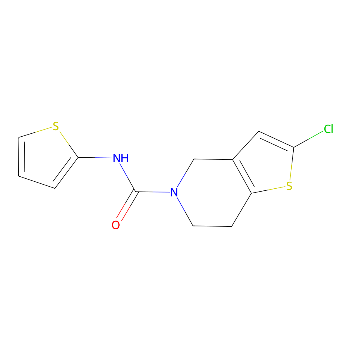2-chloro-N-(thiophen-2-yl)-6,7-dihydrothieno[3,2-c]pyridine-5(4H)-carboxamide molecular structure, CAS 2034609-36-2