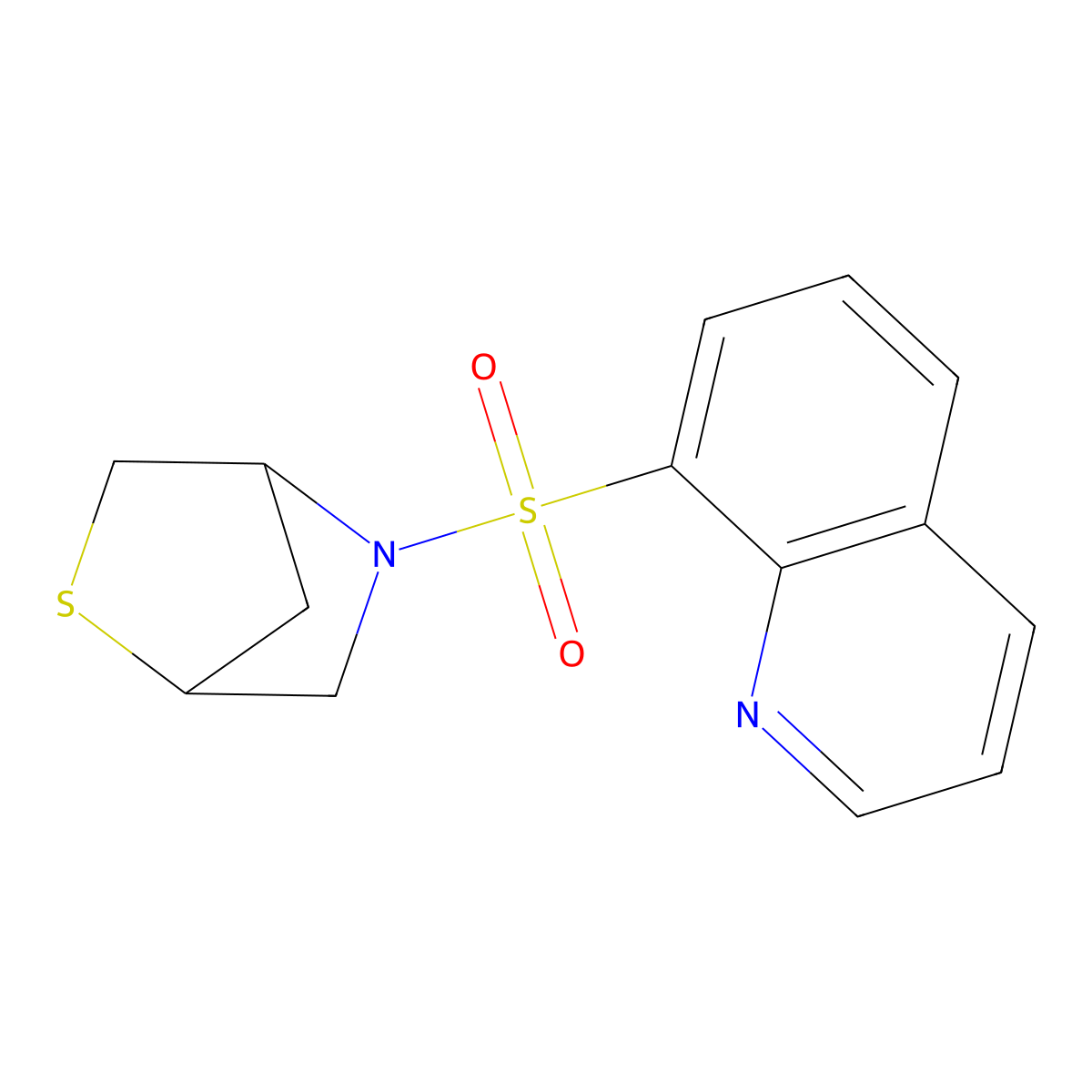 5-(Quinolin-8-ylsulfonyl)-2-thia-5-azabicyclo[2.2.1]heptane molecular structure, CAS 2034609-38-4