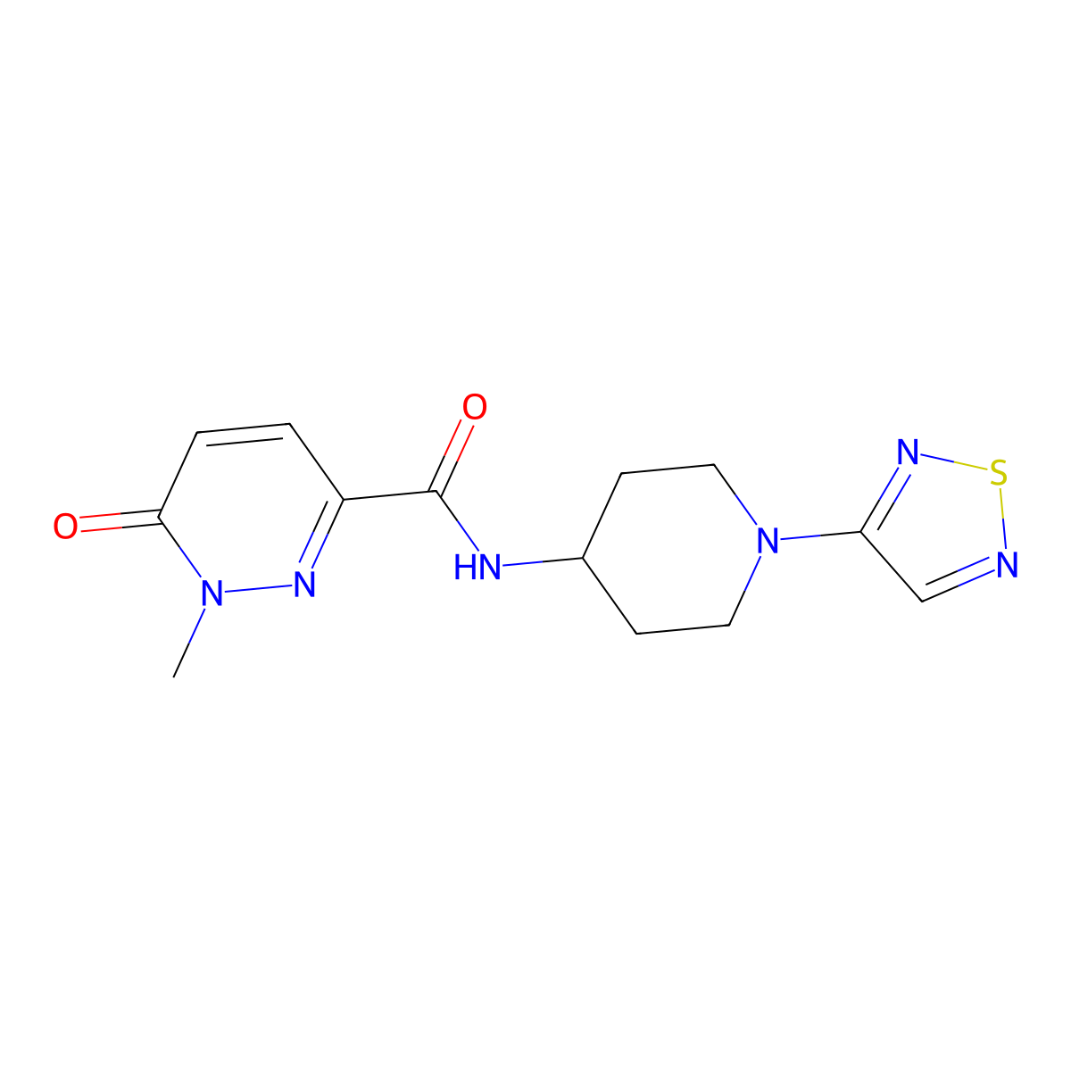 N-(1-(1,2,5-thiadiazol-3-yl)piperidin-4-yl)-1-methyl-6-oxo-1,6-dihydropyridazine-3-carboxamide molecular structure, CAS 2034609-40-8