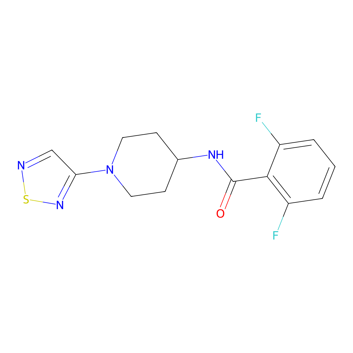 2,6-difluoro-N-[1-(1,2,5-thiadiazol-3-yl)piperidin-4-yl]benzamide molecular structure, CAS 2034609-48-6