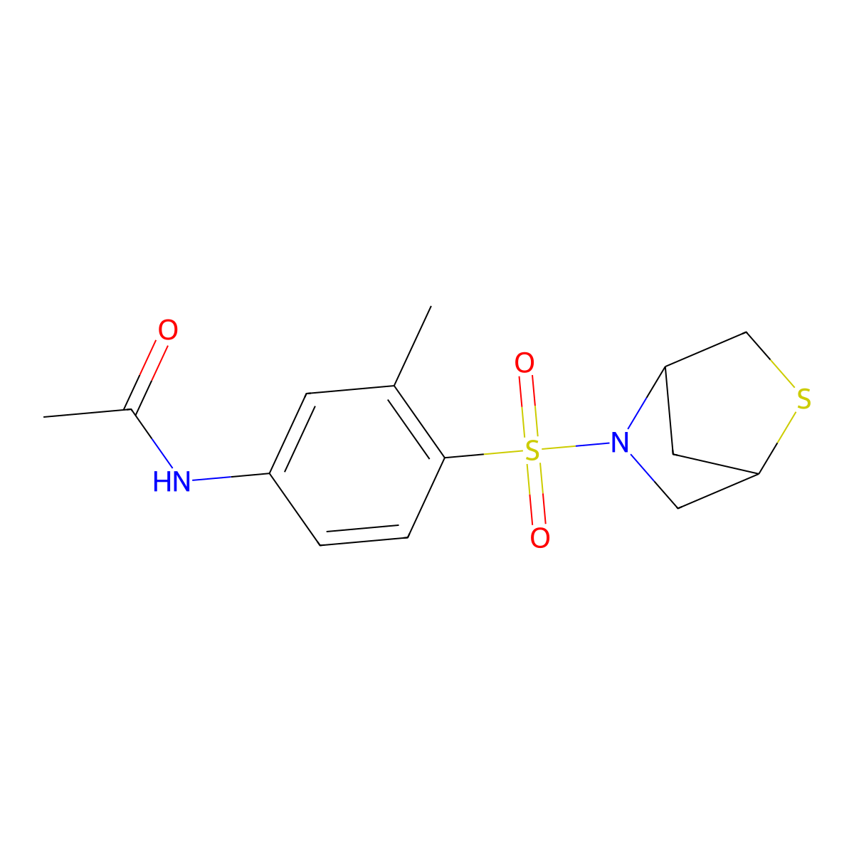 N-(4-(2-thia-5-azabicyclo[2.2.1]heptan-5-ylsulfonyl)-3-methylphenyl)acetamide molecular structure, CAS 2034609-57-7