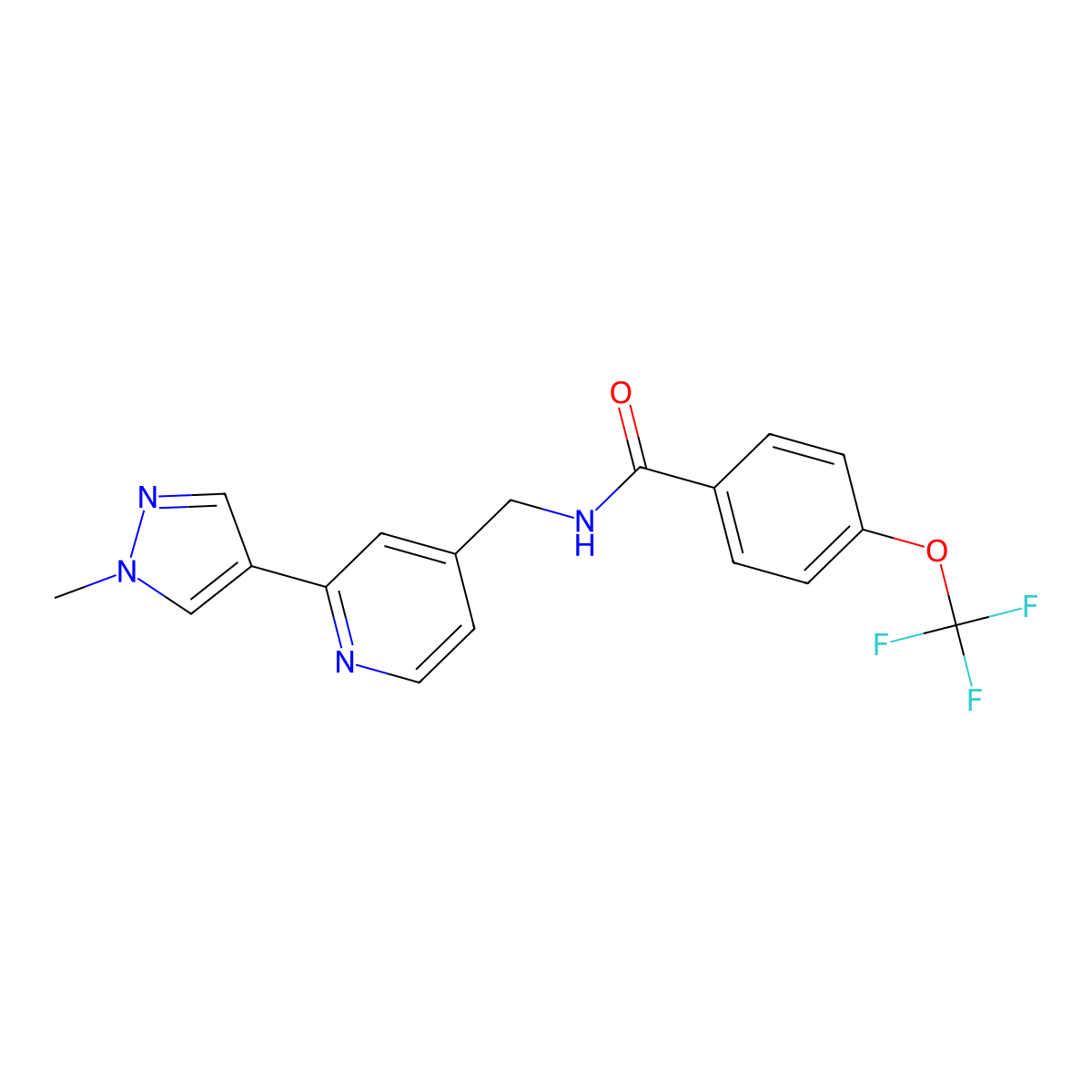 N-{[2-(1-methyl-1H-pyrazol-4-yl)pyridin-4-yl]methyl}-4-(trifluoromethoxy)benzamide molecular structure, CAS 2034609-63-5