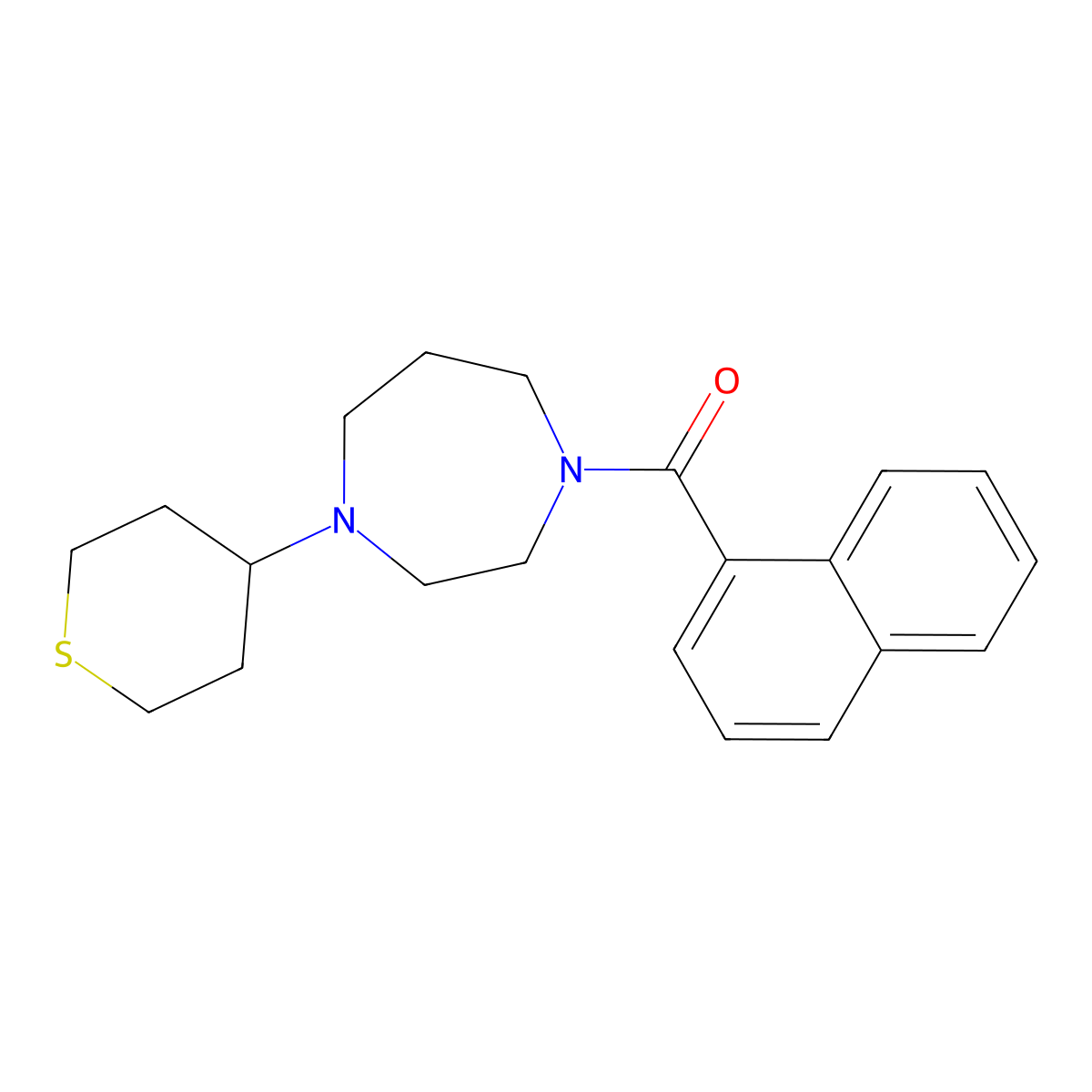 1-(Naphthalene-1-carbonyl)-4-(thian-4-yl)-1,4-diazepane molecular structure, CAS 2034609-74-8
