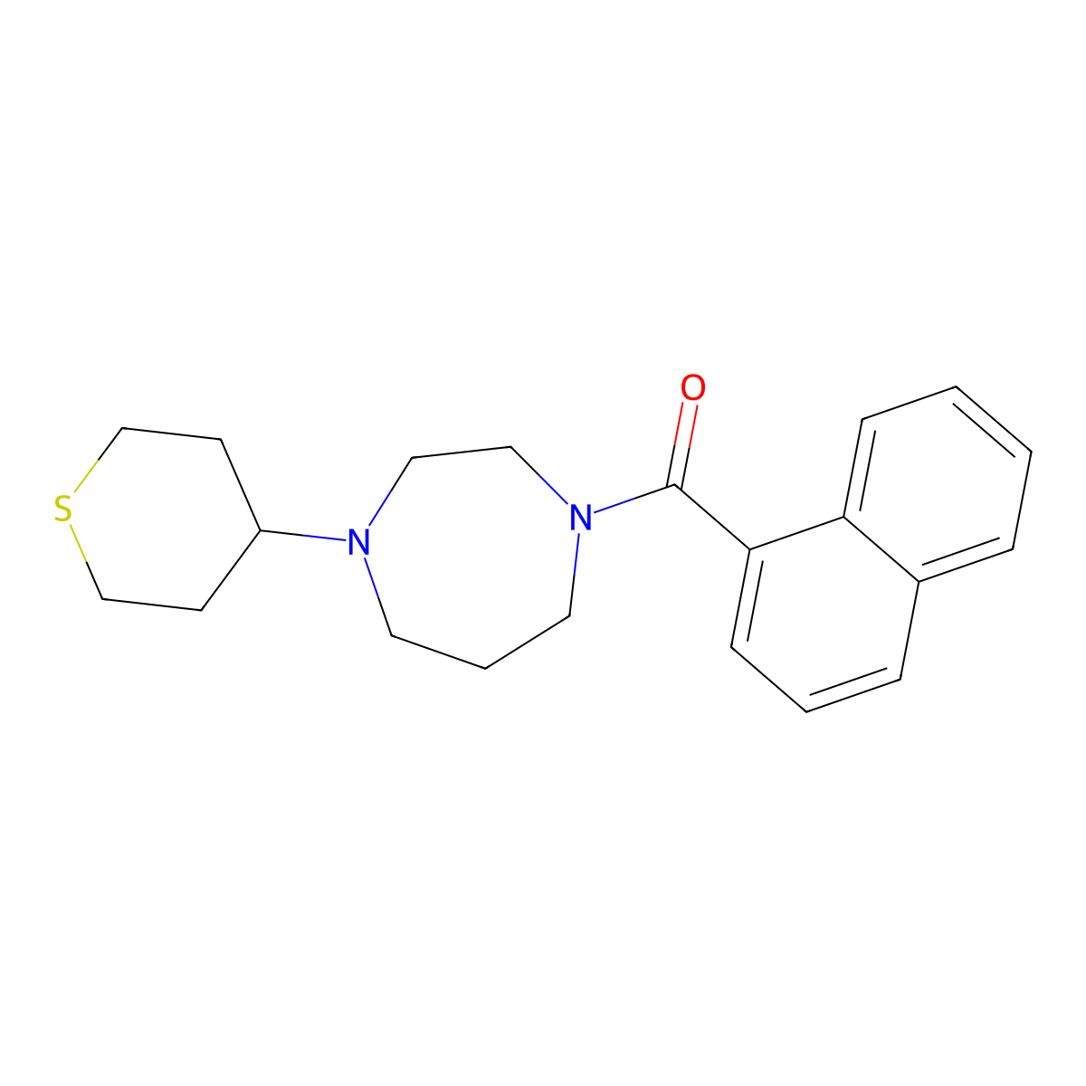 1-(Naphthalene-1-carbonyl)-4-(thian-4-yl)-1,4-diazepane molecular structure, CAS 2034609-74-8