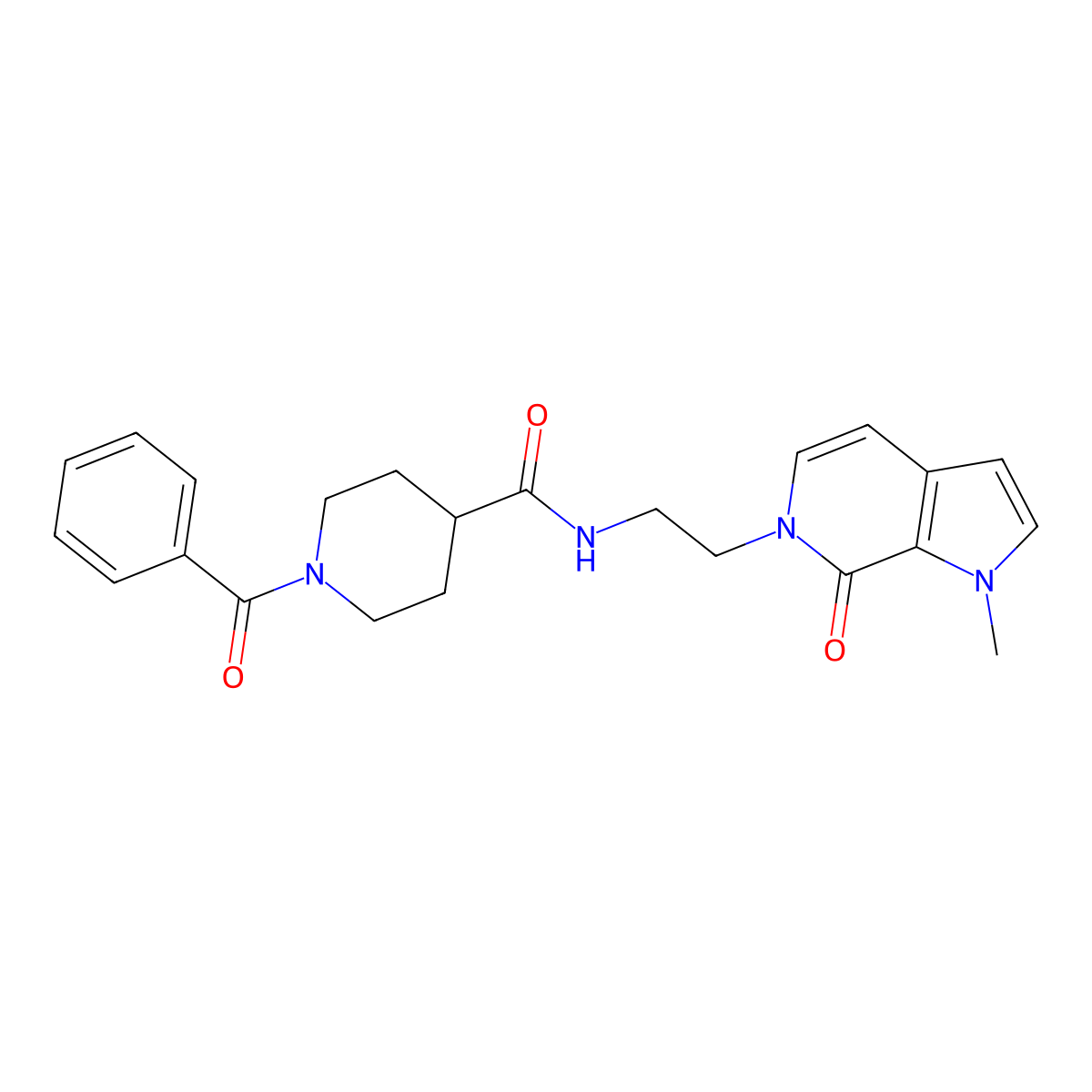 1-benzoyl-N-(2-(1-methyl-7-oxo-1H-pyrrolo[2,3-c]pyridin-6(7H)-yl)ethyl)piperidine-4-carboxamide molecular structure, CAS 2034609-88-4