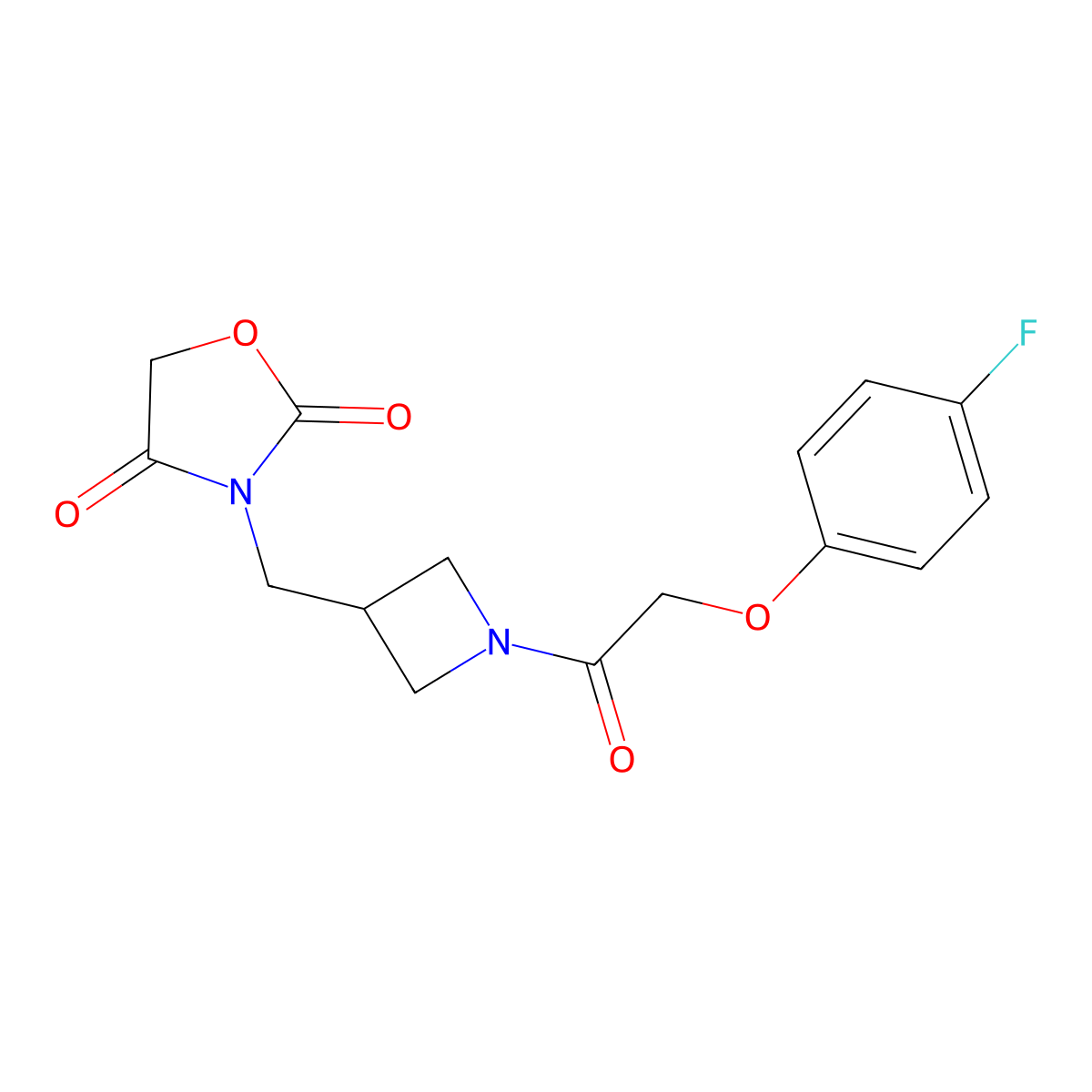 3-((1-(2-(4-Fluorophenoxy)acetyl)azetidin-3-yl)methyl)oxazolidine-2,4-dione molecular structure, CAS 2034609-94-2