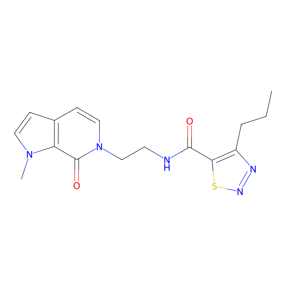 N-(2-(1-methyl-7-oxo-1H-pyrrolo[2,3-c]pyridin-6(7H)-yl)ethyl)-4-propyl-1,2,3-thiadiazole-5-carboxamide molecular structure, CAS 2034610-00-7