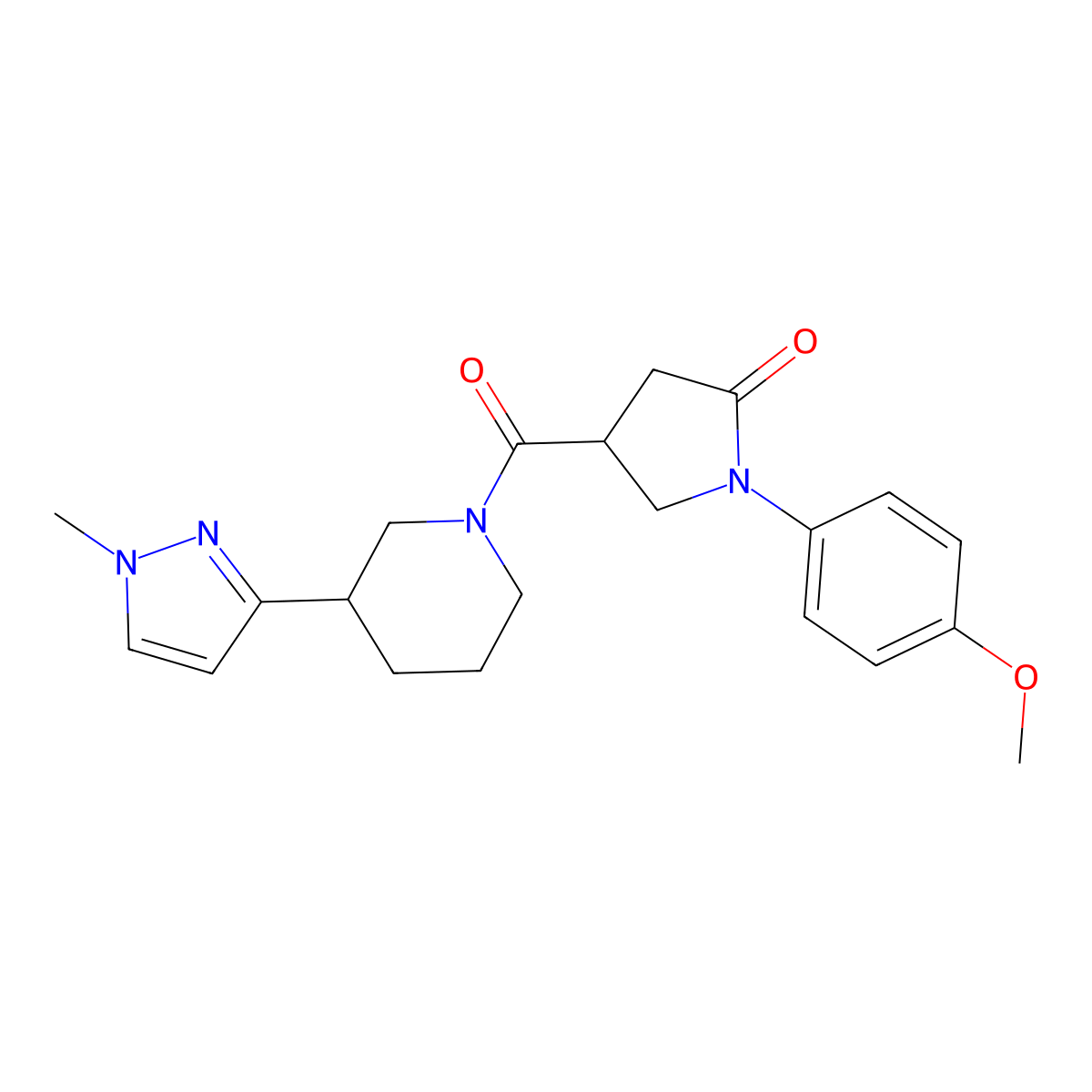 1-(4-methoxyphenyl)-4-[3-(1-methyl-1H-pyrazol-3-yl)piperidine-1-carbonyl]pyrrolidin-2-one molecular structure, CAS 2034610-06-3