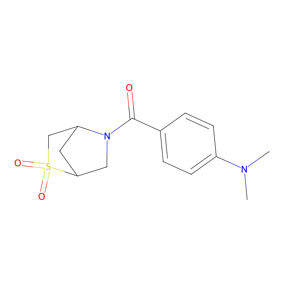 (4-(Dimethylamino)phenyl)(2,2-dioxido-2-thia-5-azabicyclo[2.2.1]heptan-5-yl)methanone molecular structure, CAS 2034610-14-3
