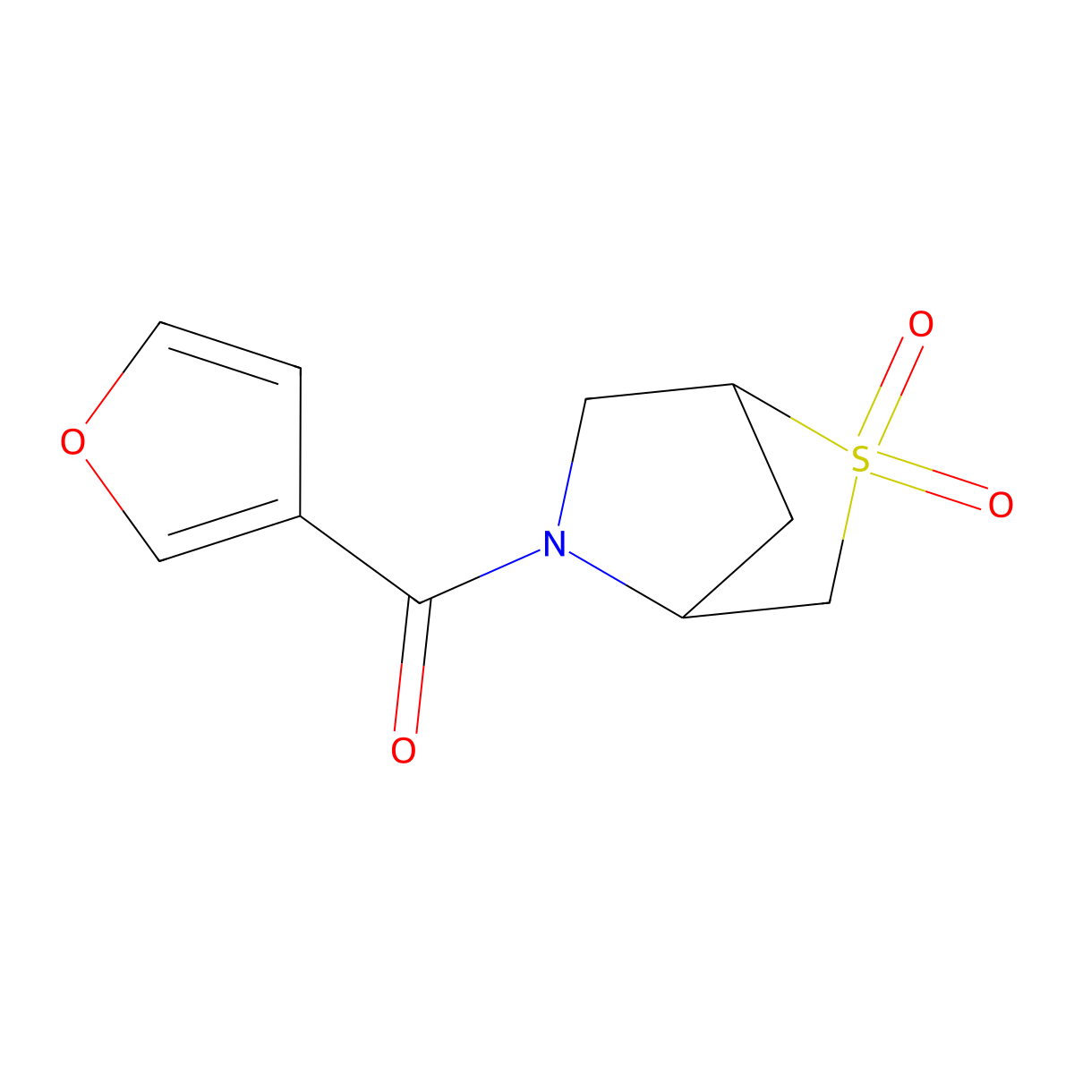 (2,2-Dioxido-2-thia-5-azabicyclo[2.2.1]heptan-5-yl)(furan-3-yl)methanone molecular structure, CAS 2034610-16-5